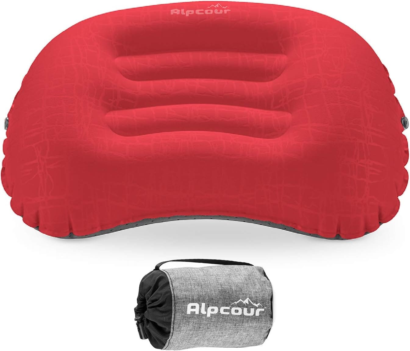 Alpcour - Ultralight Inflatable Camping Pillow - Compact Travel Essential with Carry Case - Coral Red