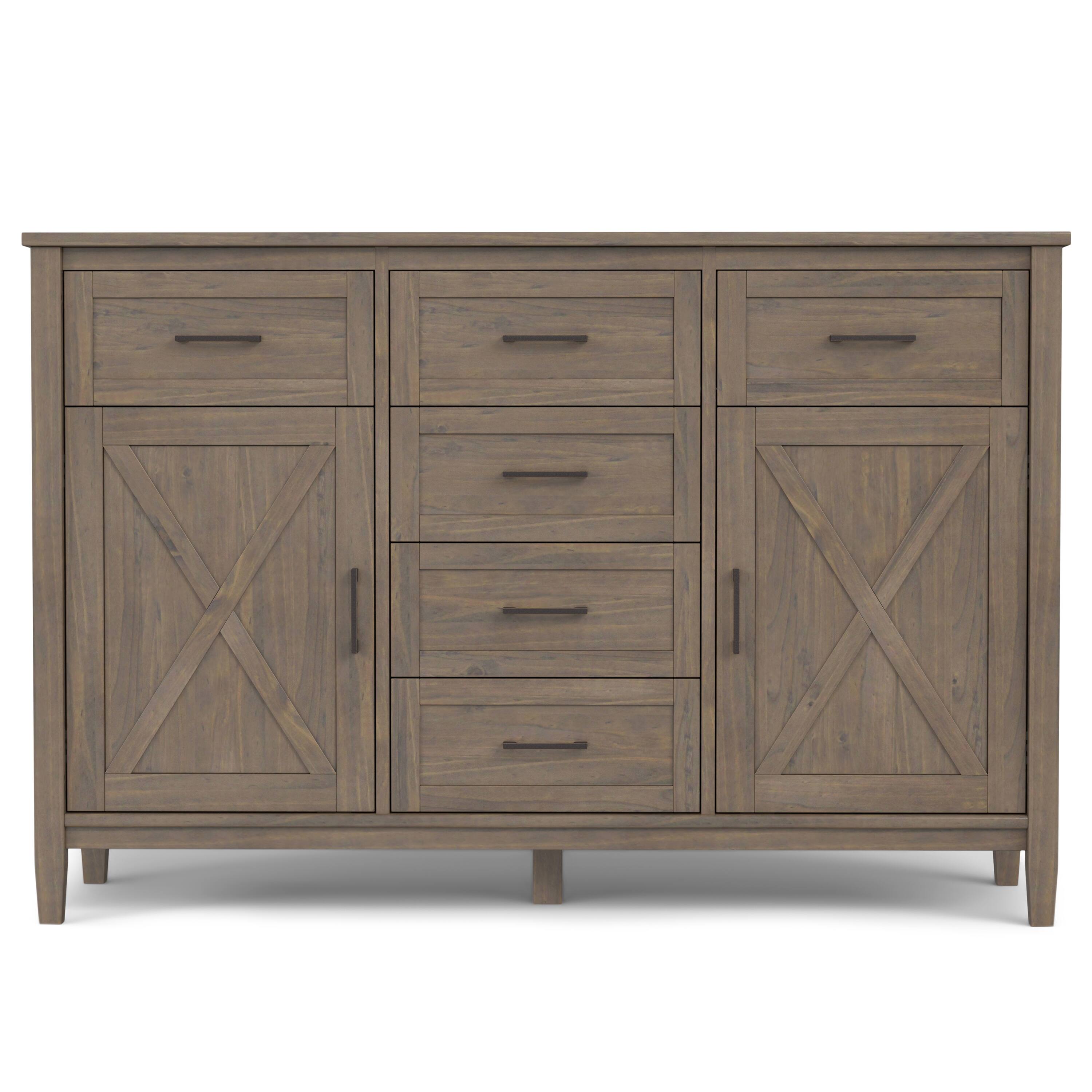 Left. Simpli Home - Ela SOLID WOOD Sideboard  in Smoky Brown - Smoky Brown.