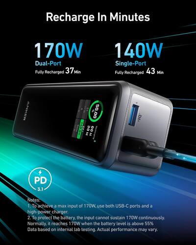 Anker Prime 27,650mAh Power Bank (250W) Black A1340 - Best Buy Anker Prime 27,650mAh Power Bank (250W) Black A1340 - Best Buy