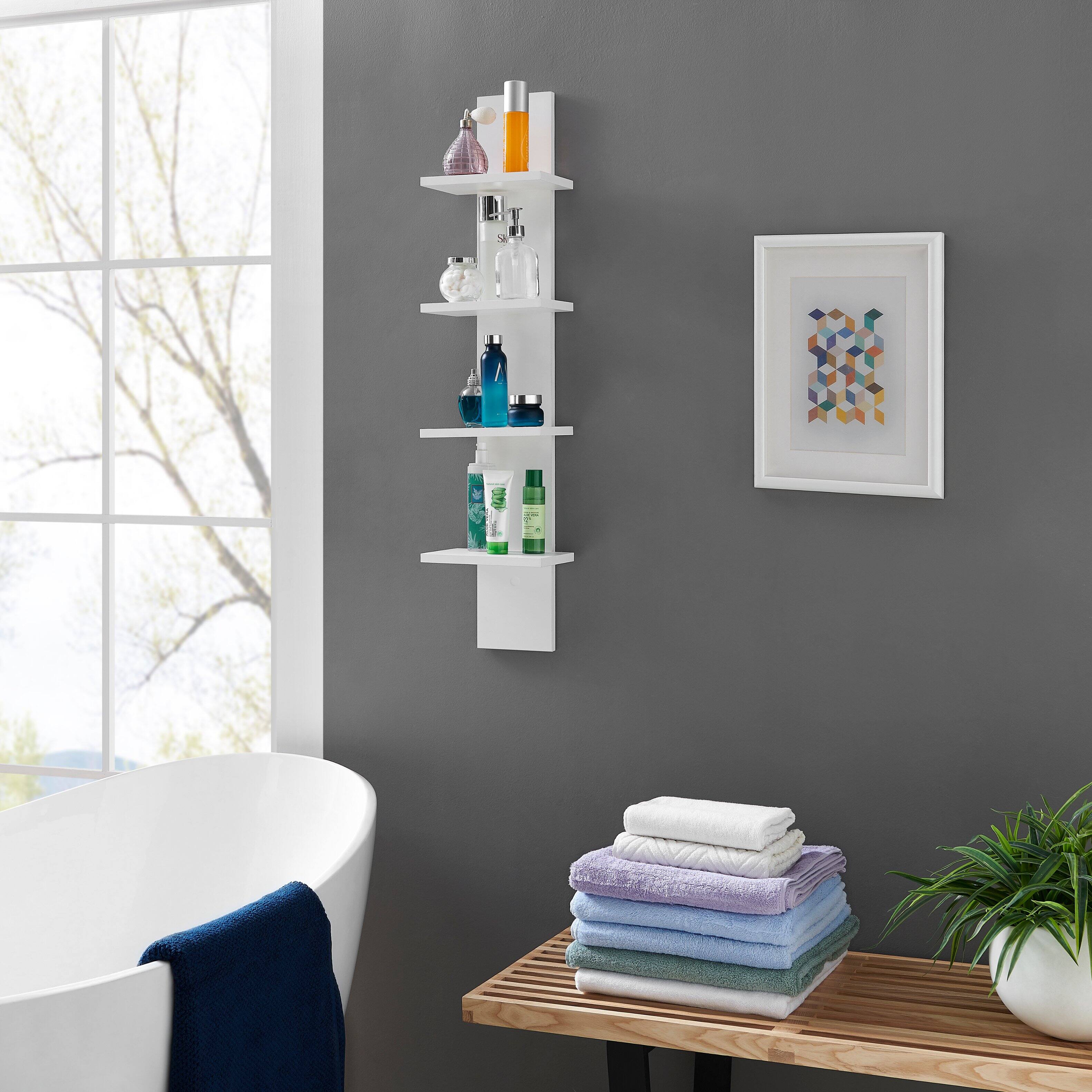 Alt View 4. Danya B - Arica Utility Column 4-Tier Spine Wall Shelves - White.