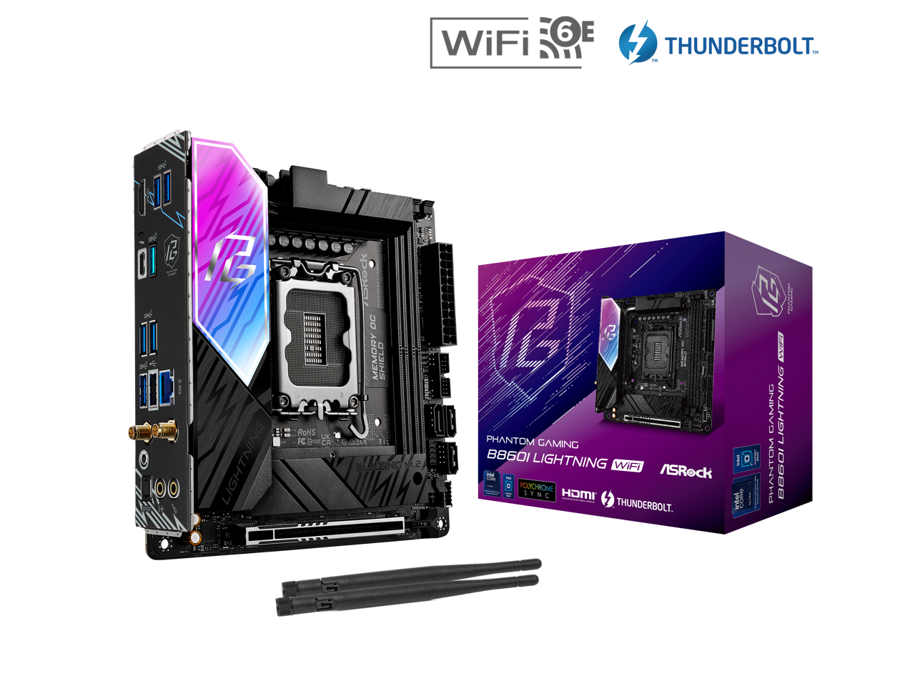 ASRock - B860I Lightning WiFi LGA 1851 Intel B860 SATA 6Gb/s Intel Core Ultra DDR5 Mini ITX Motherboard