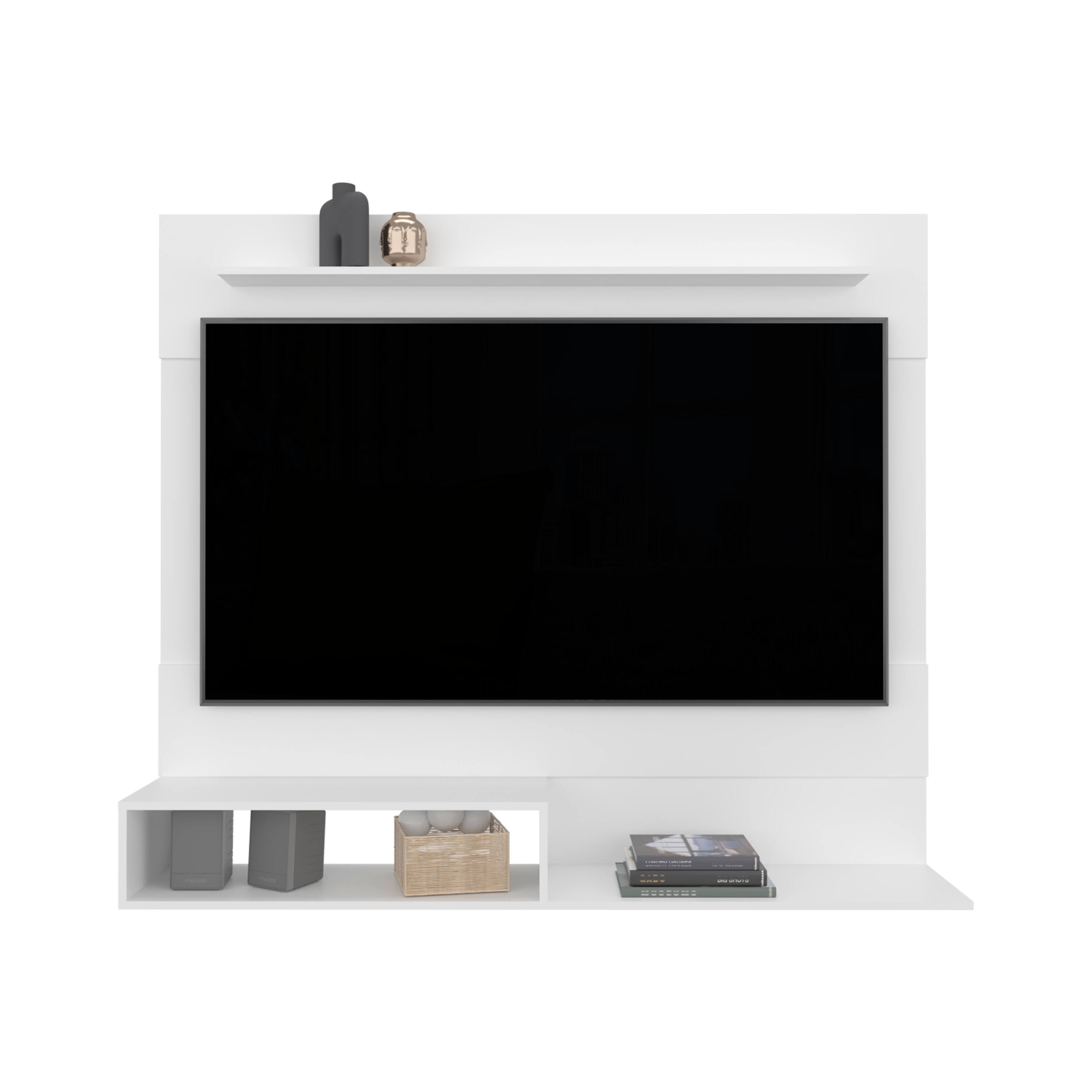Front. Spaco - Spaco 55" Floating TV Stand for 70" TVs, Entertainment Center with 3 Shelves, Space for Media Storage, for Living Room - White.