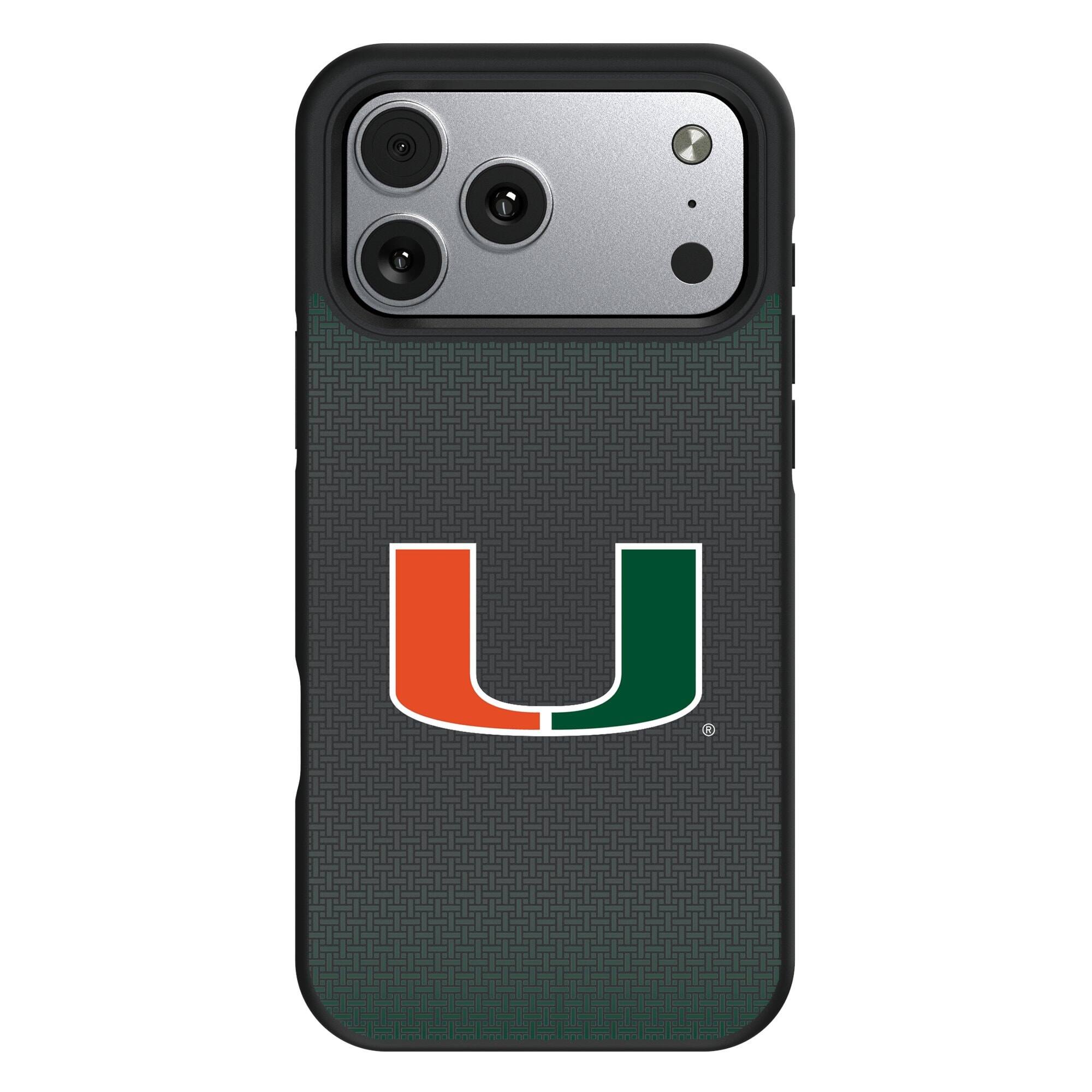 Front. Keyscaper - Miami Hurricanes Bump Case with 8.2ft Drop Protection - 16 Pro Max - Black.