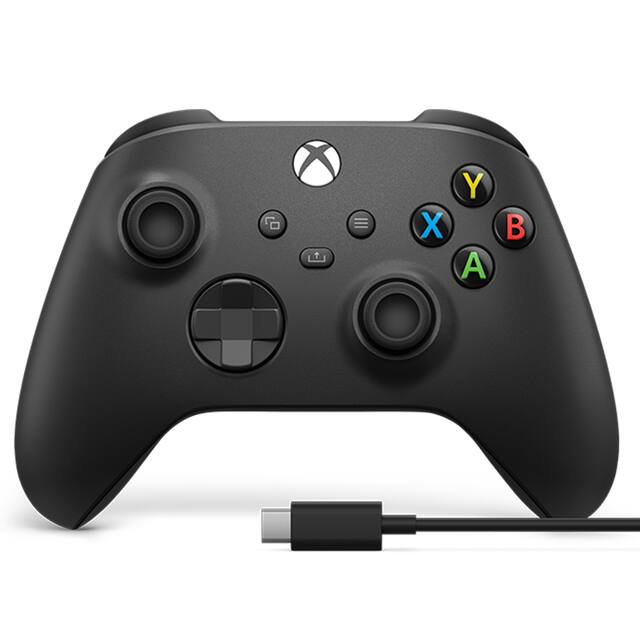 Microsoft - XBOX Wireless Controller + USB-C Cable for XBOX Series X, XBOX Series S, XBOX One, PCs, and Cloud-Enabled Devices - Carbon Black + USB-C