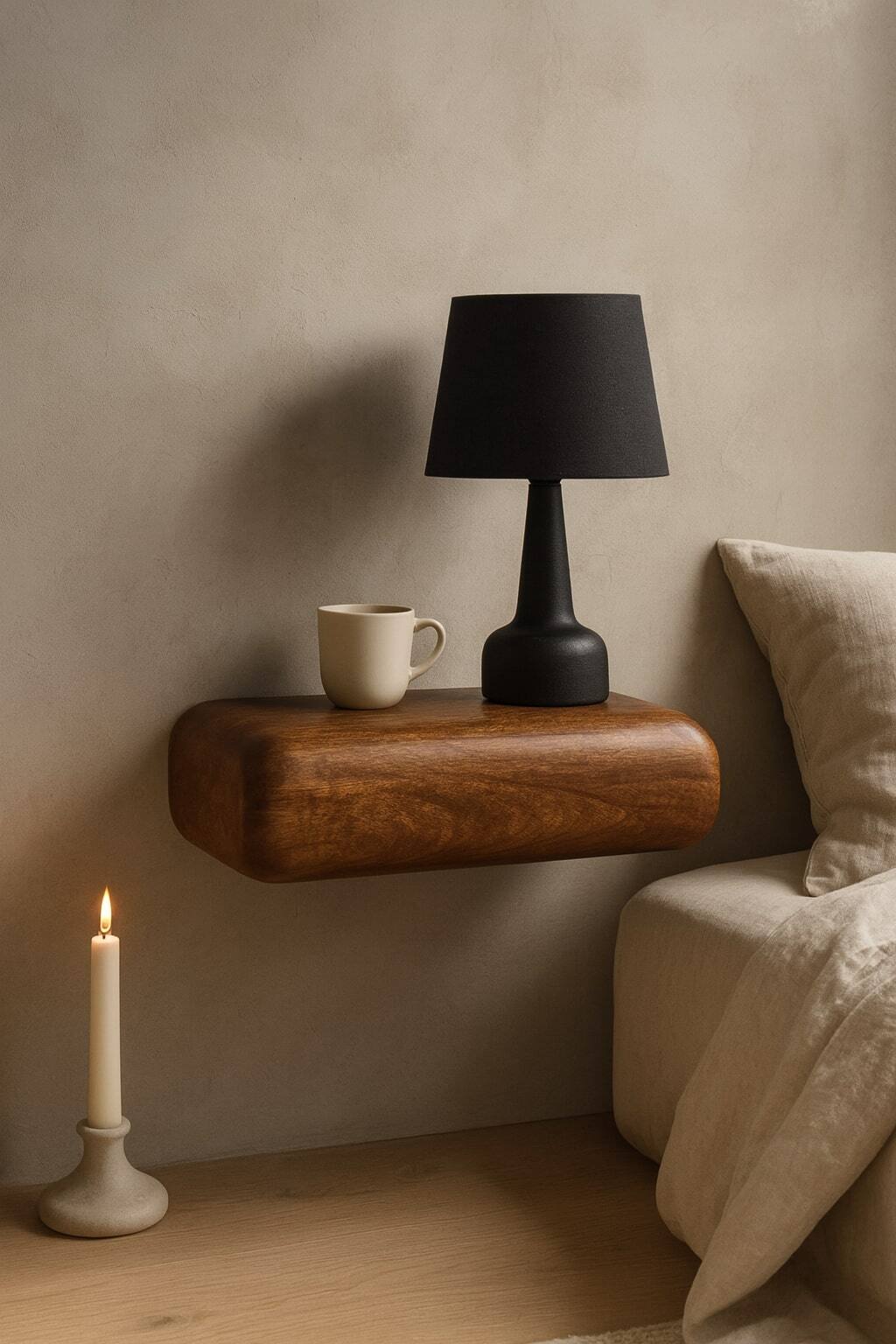 Alt View 2. Artisan Furniture - Artisan Furniture Solid Wood Solis Wall-Mounted Bedside - Brown.
