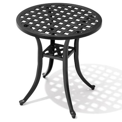 Angle. Crestlive Products - Crestlive Products 20in Cast Aluminum Patio Coffee Side Round Outdoor Bistro Table 19.1inWx19.1inL - Black.