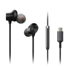 Front. Panasonic - ErgoFit In-Ear Earbud Headphones with Microphone, USB-C Compatible - Black.