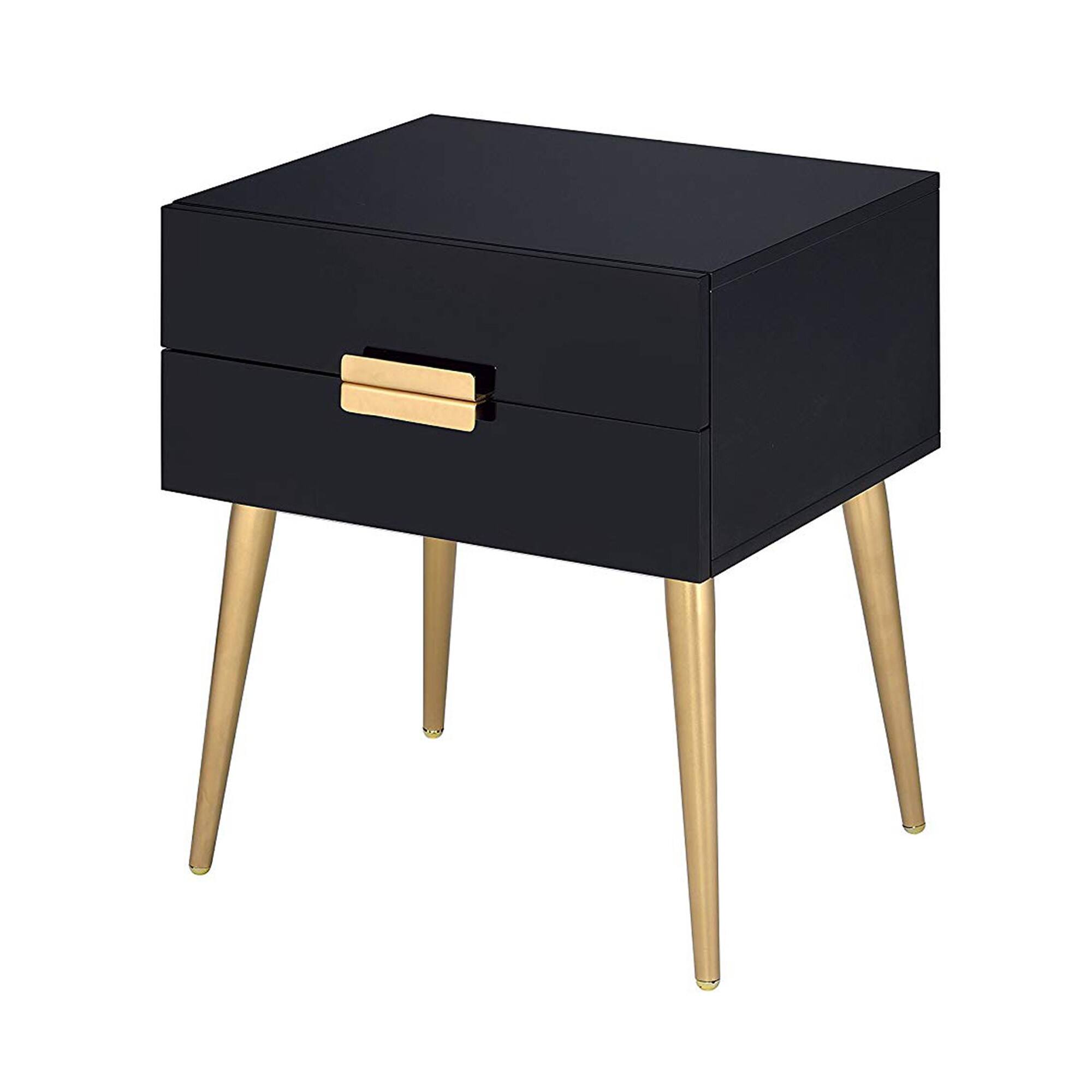 Manhattan Lane - Denvor Square End Table with Drawers - Black/Gold