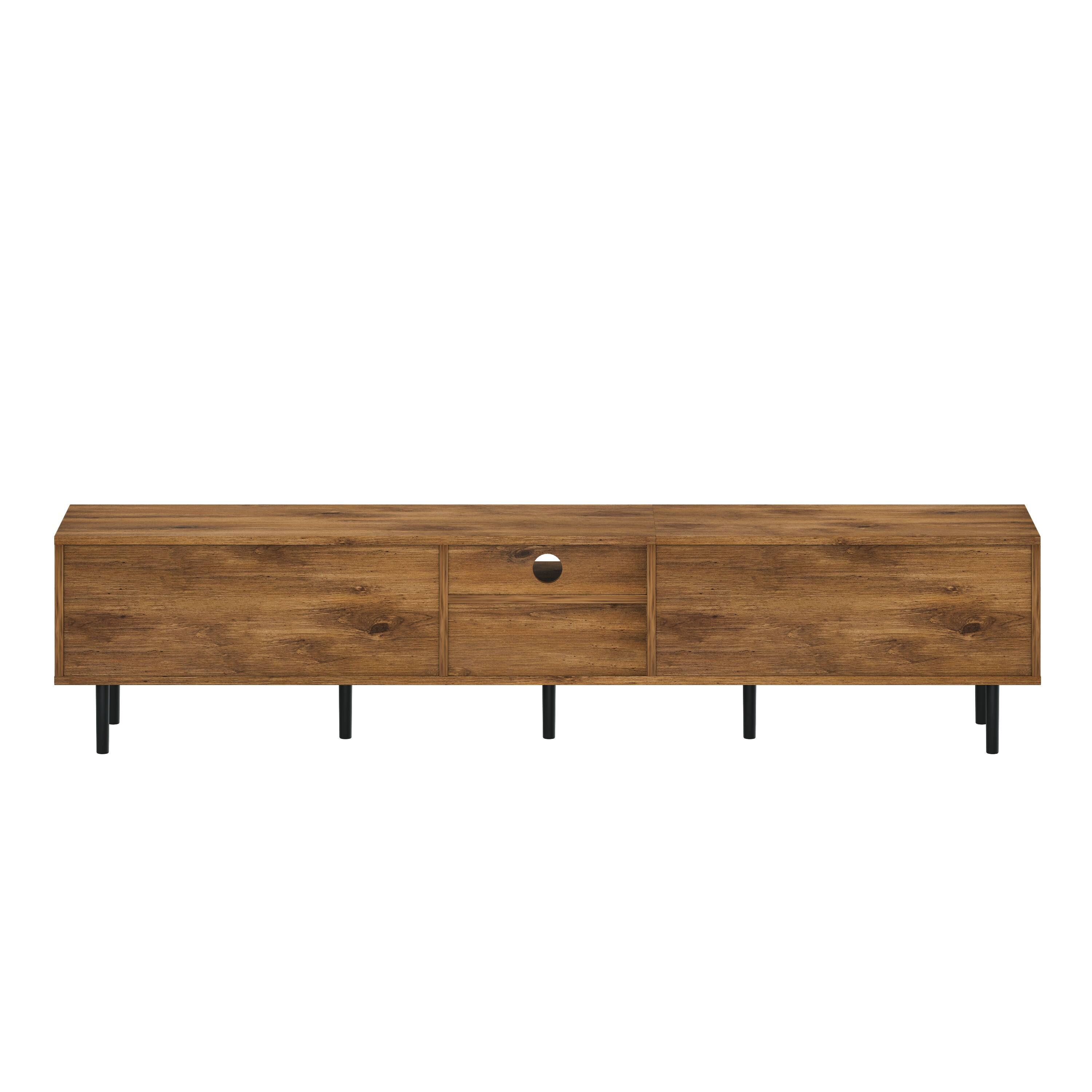 Alt View 8. Whisen - 78" Entertainment Center Wood TV Media with Storage for TVs up to 85", TV Console for Living Room, Natural Wood - Natural.