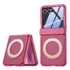 Front. Dteck - Rugged Ring Stand Hinge Protection Frosted Magnetic Case Built-in Screen Protector For Motorola Razr Ultra 2026/2025 - Red(Privacy Film).