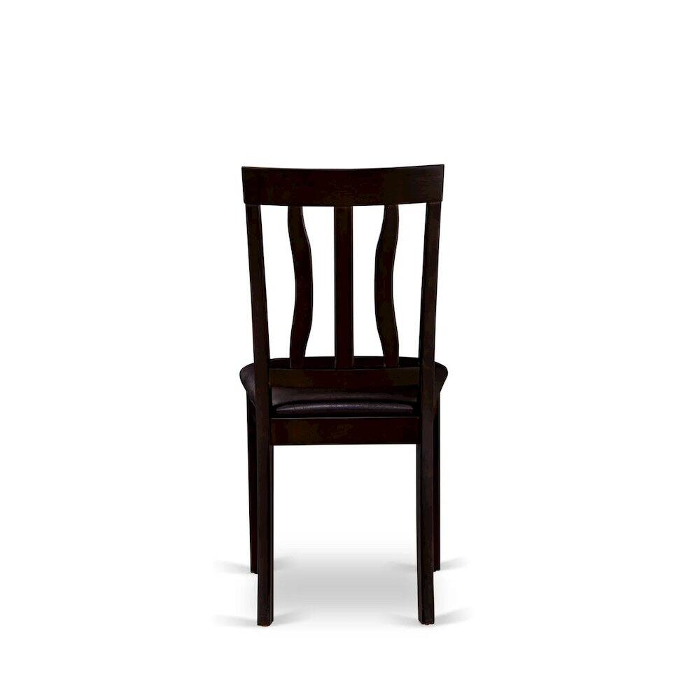 Alt View 1. East West Furniture - Antique Dining Chairs - Faux Leather Upholstered Wooden Chairs - Cappuccino.