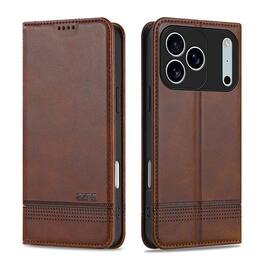 Dteck - Flip Wallet Case for Apple iPhone 17 Pro,Magnetic Closure Card Slots Kickstand Cover,Shock-Absorbing TPU Cover - Brown