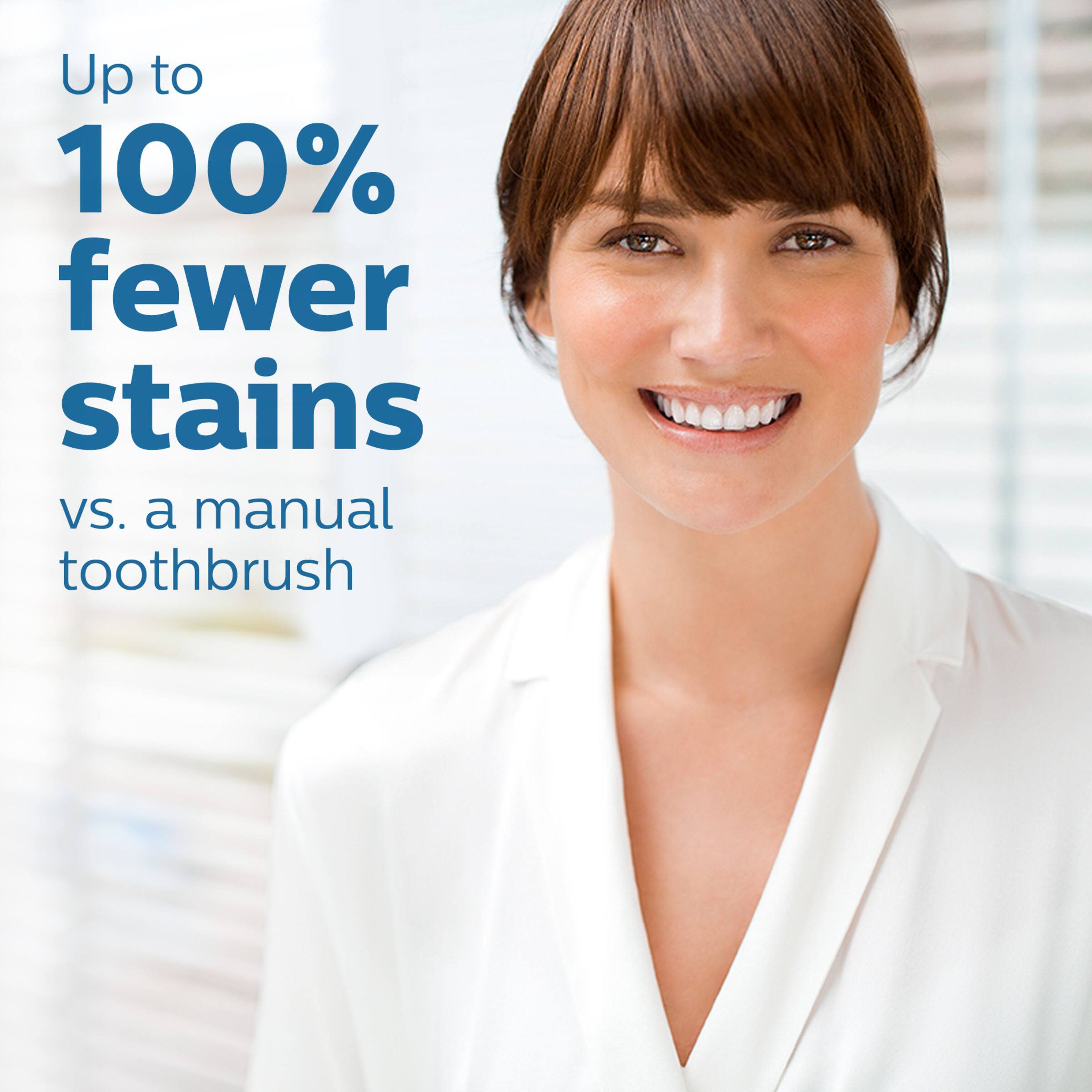 Up to 100% fewer stains vs. a manual toothbrush
