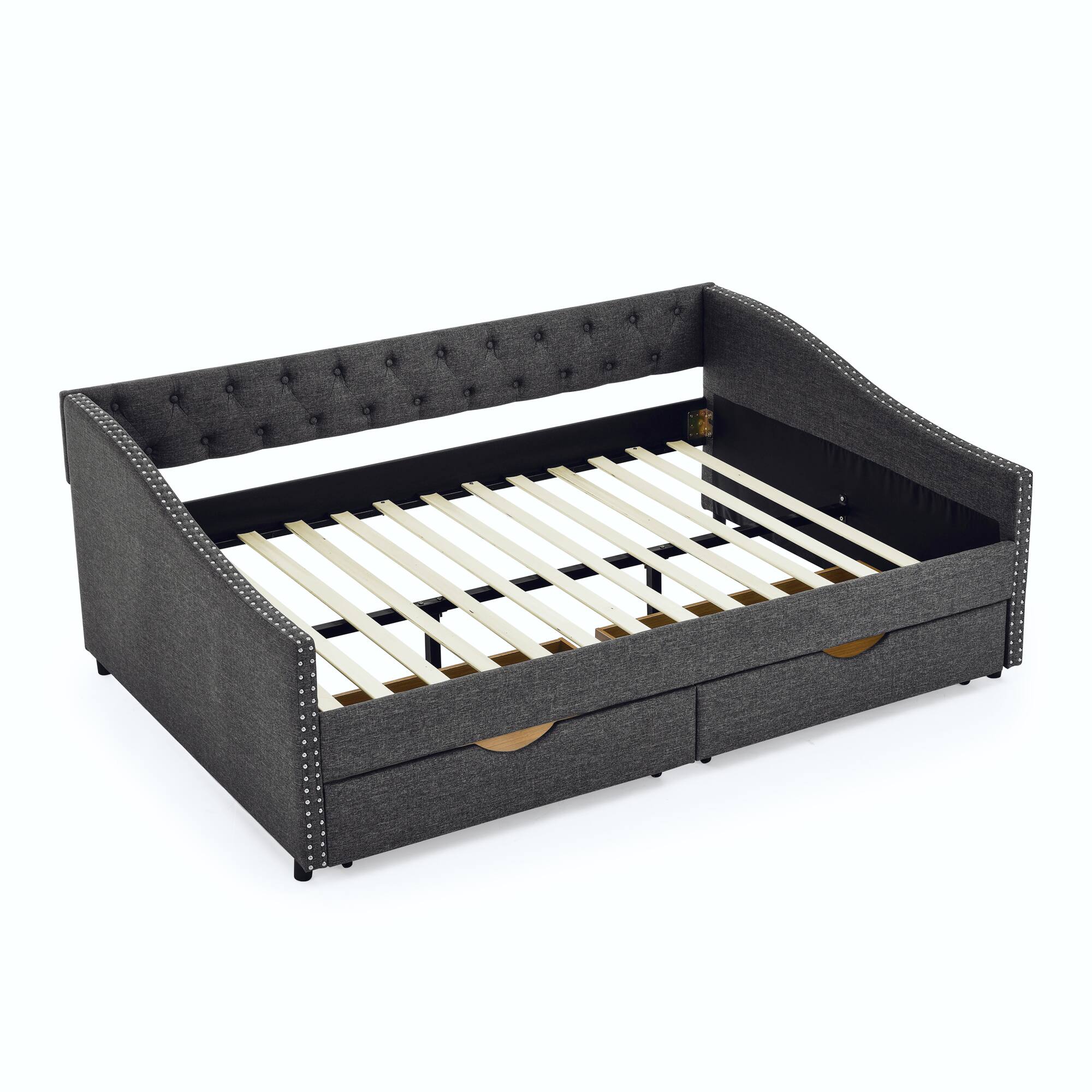 Alt View 5. Tiramisubest - Full Size Daybed with Drawers Upholstered Tufted Sofa Bed, (80.5''x55.5''x27.5'') - DARK GREY.
