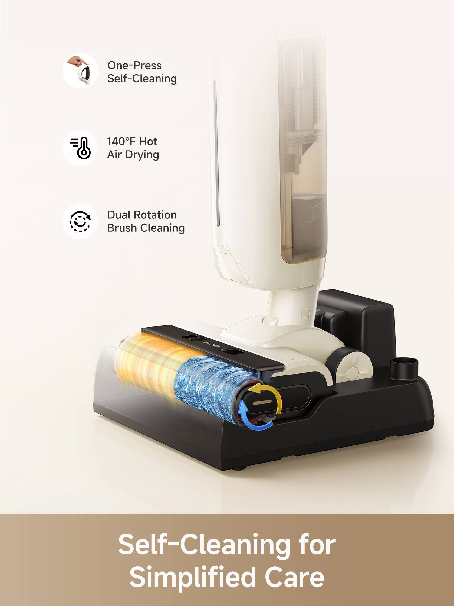 MOVA K30 Wet Dry Cordless Mop Vacuum,18000Pa Suction, Dual Edge