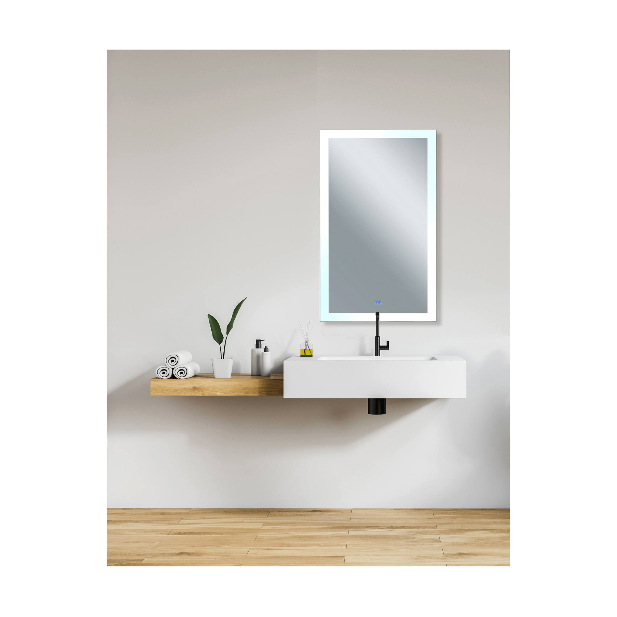 Alt View 3. CWI Lighting - Abigail Rectangle Matte White LED 30 in. Mirror From our Abigail Collection - White.