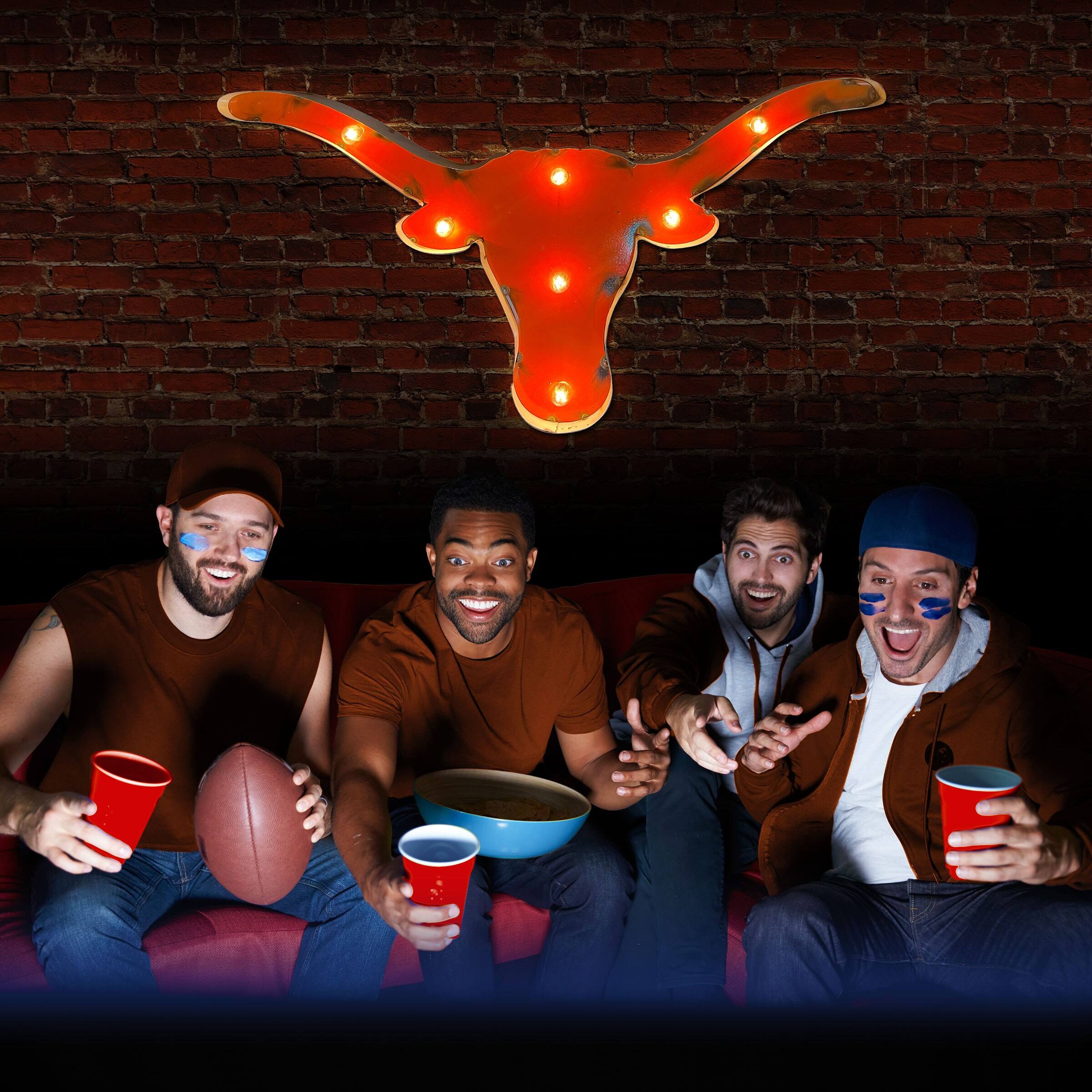 Alt View 2. Imperial - Texas Longhorns Logo Lighted Recycled Metal Sign - Multicolor.