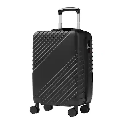 Front. Yardgrace - 20" Hardside Checked Luggage, Expandable Hardshell Suitcase with 4 Multi-Directional Wheels, Scratch-Resistant - Black.