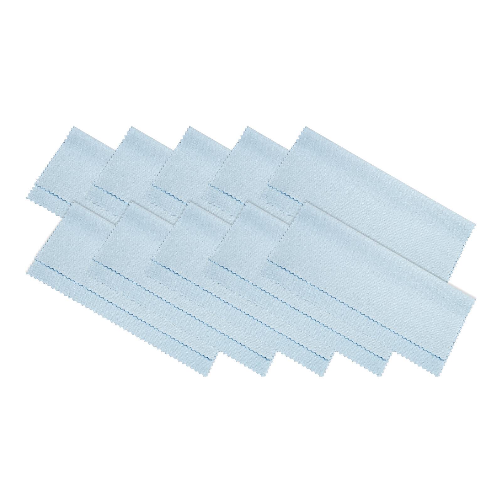 Front. Unique Bargains - Eyeglass Microfiber Cleaning Cloth 6"x6", 10pcs Soft Wipe for Lens, Eyeglasses, Screens in Individual Vinyl Pouch - Blue.