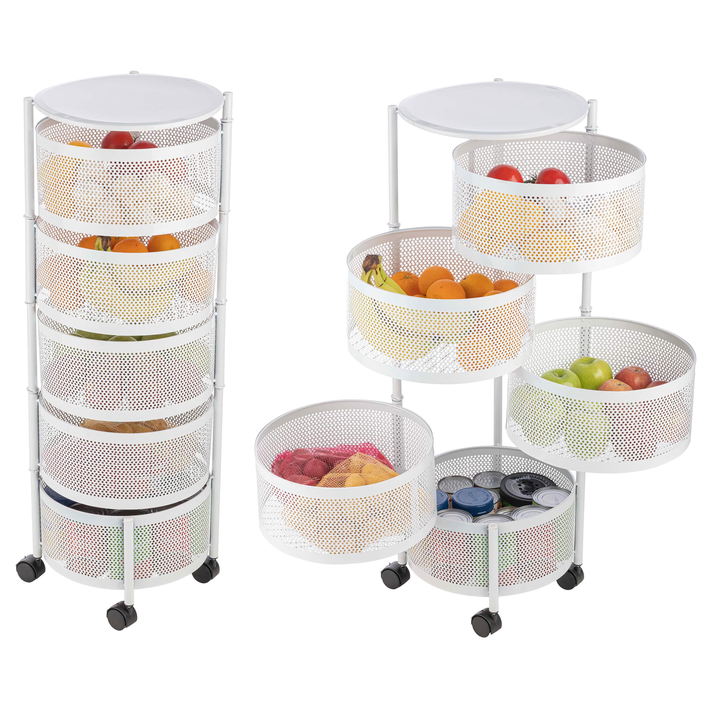 Home-Complete - 5 Tier Rolling Kitchen Cart - White