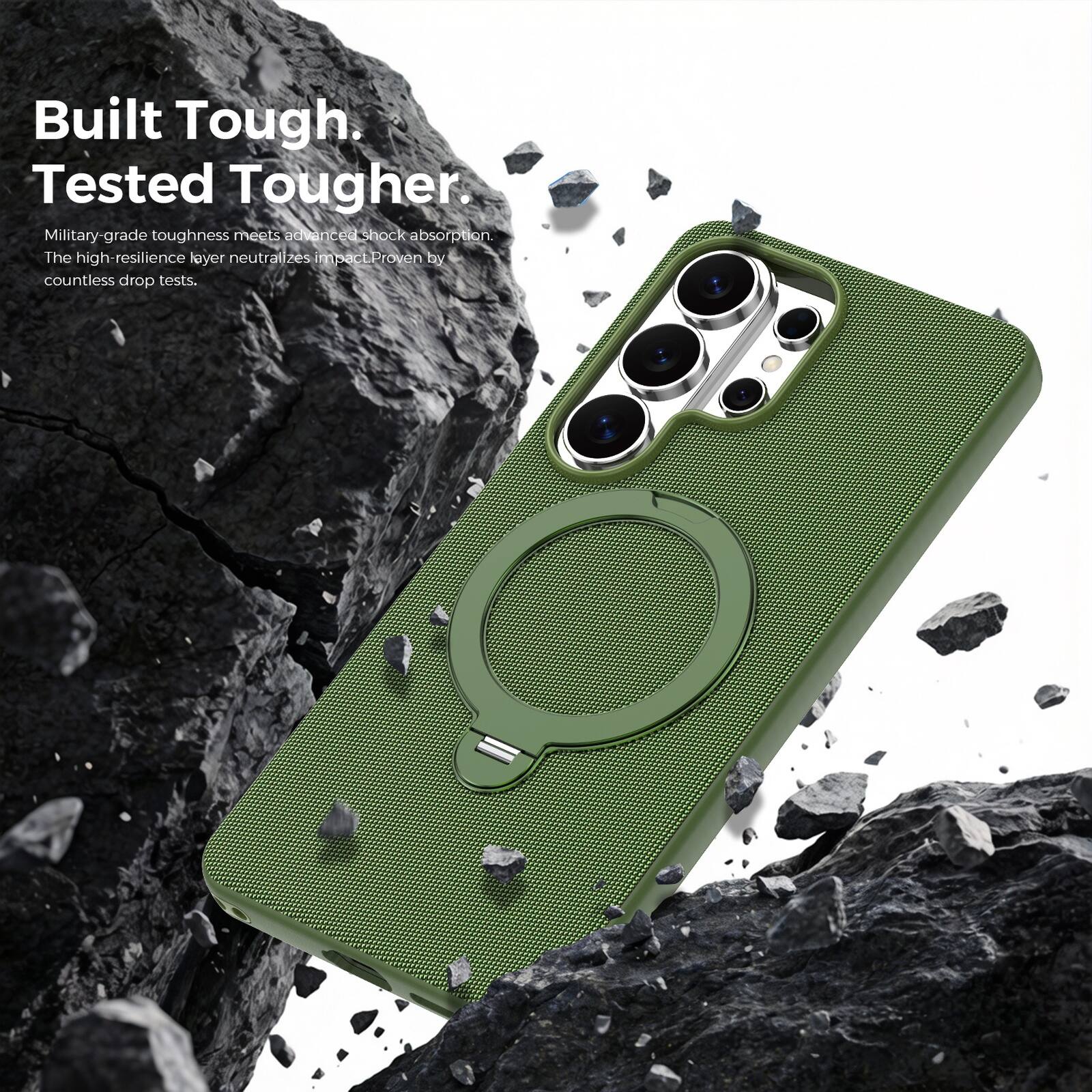 Built Tough.  
Tested Tougher.  

Military-grade toughness meets advanced shock absorption.  
The high-resilience layer neutralizes impact. Proven by countless drop tests.