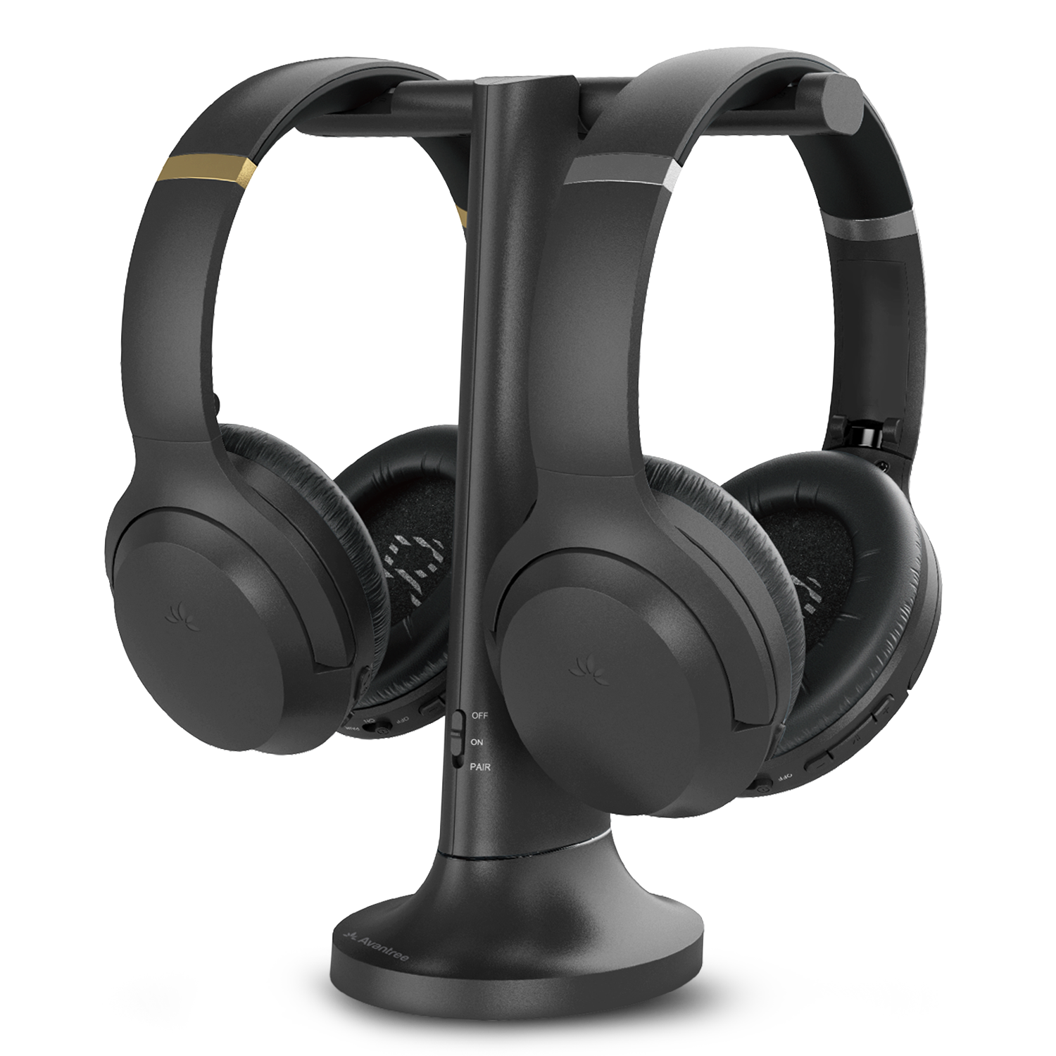 Avantree - Duet - Dual Wireless Headphones for TV Watching, Clear Voice & Loud Volume with 2.4GHz RF Transmitter & Charging Dock
