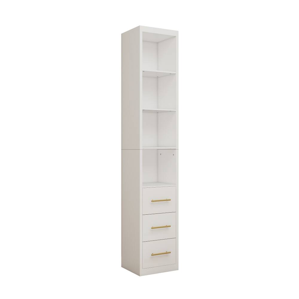Alt View 7. Loheer - Loheer Tall White Storage Cabinet Narrow Freestanding Cabinet with Drawers and Shelves for Bathroom Bedroom - White.