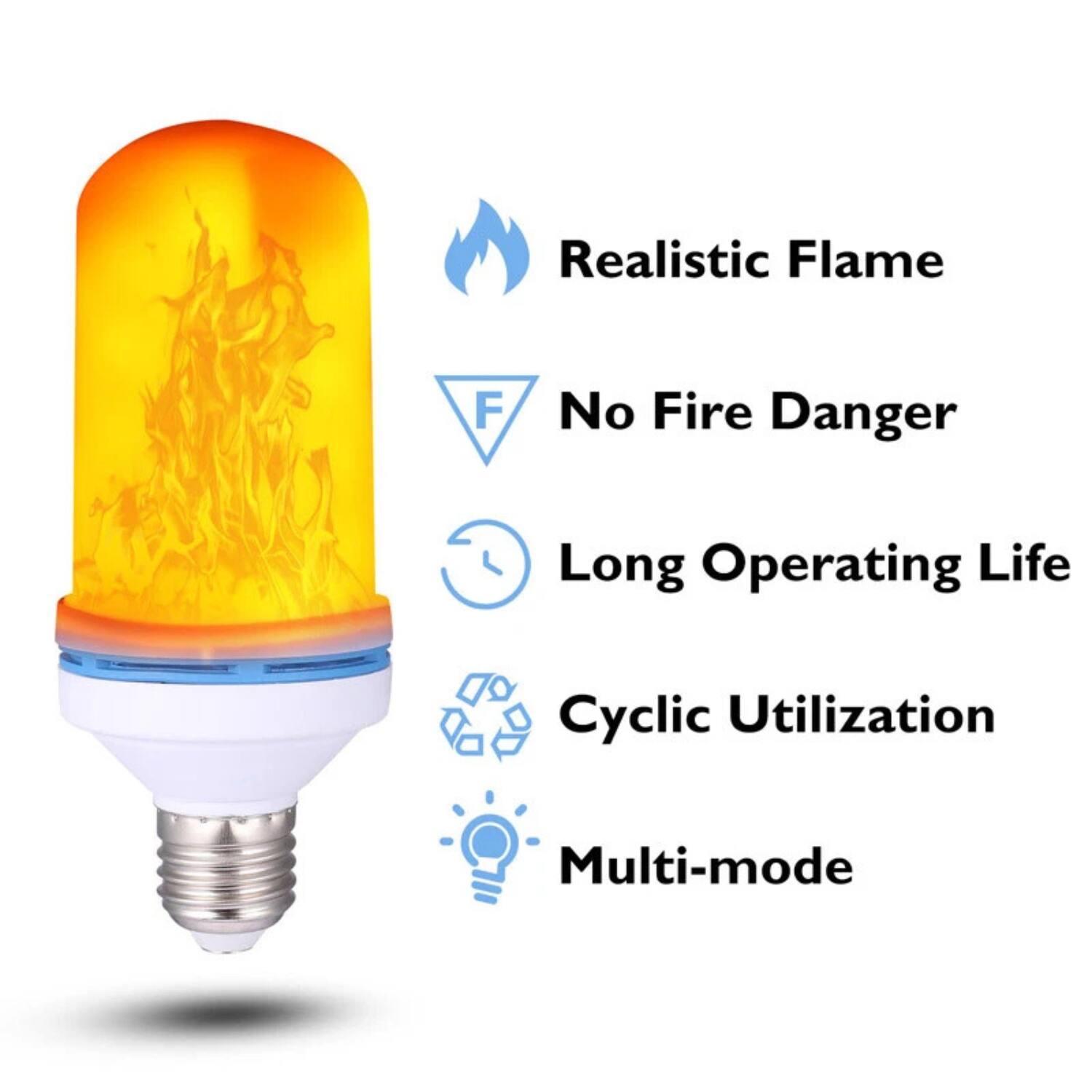- Realistic Flame
- No Fire Danger
- Long Operating Life
- Cyclic Utilization
- Multi-mode