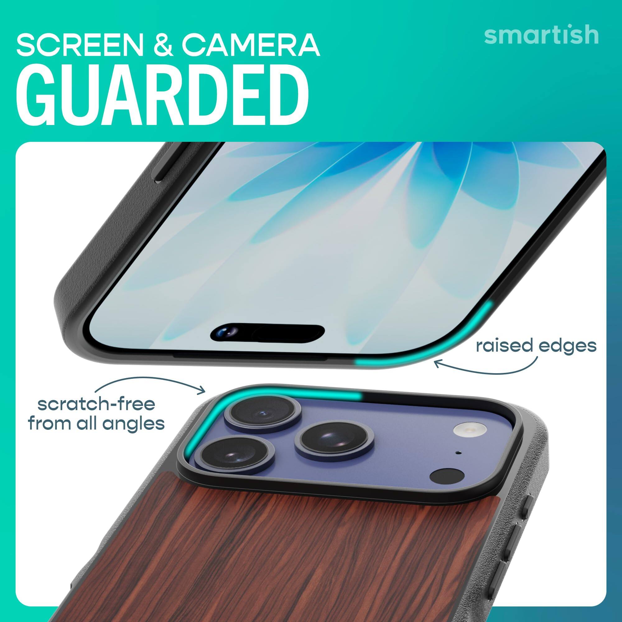 SCREEN & CAMERA GUARDED  
smartish  
raised edges  
scratch-free from all angles