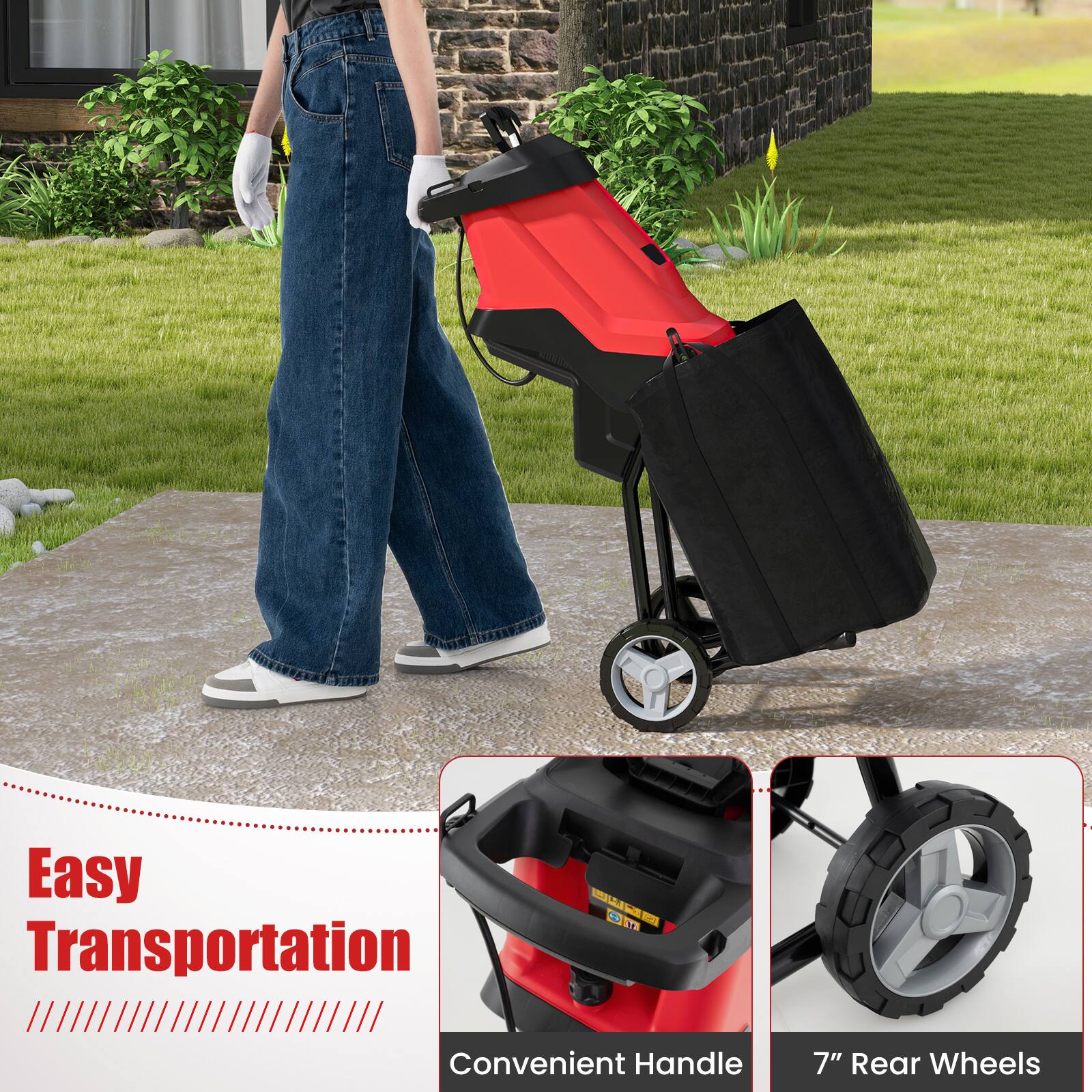 Easy Transportation  
- Convenient Handle  
- 7" Rear Wheels