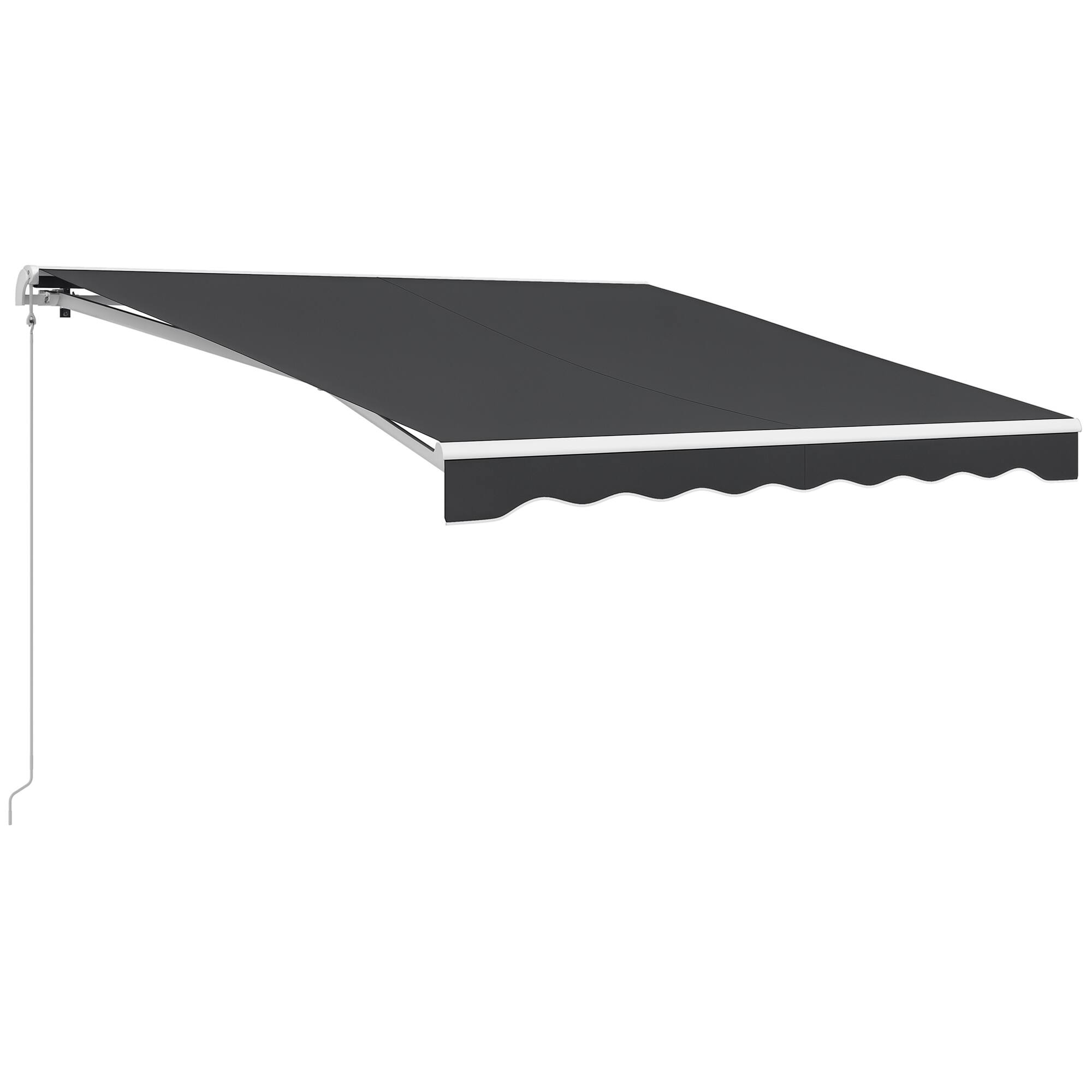 Outsunny - x 8' Electric Retractable Awning, Sun Shade Shelter，Remote Controller and Crank Handle for Deck - Dark Gray