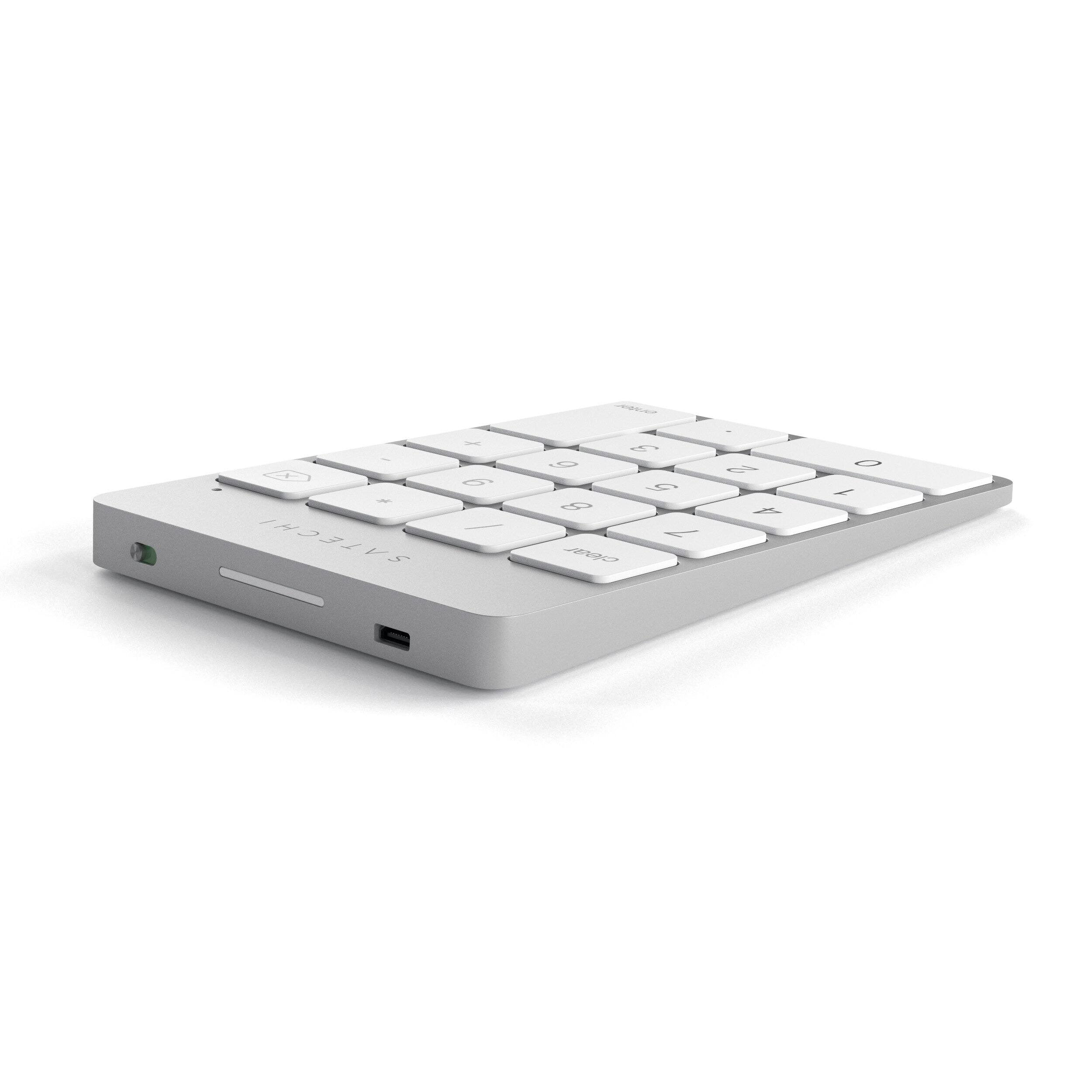 Alt View 2. Satechi - Slim Aluminum Bluetooth Wireless Keypad - 18 Keys, Rechargeable Numpad for MacBook, iPad, iMac, PC - Silver.