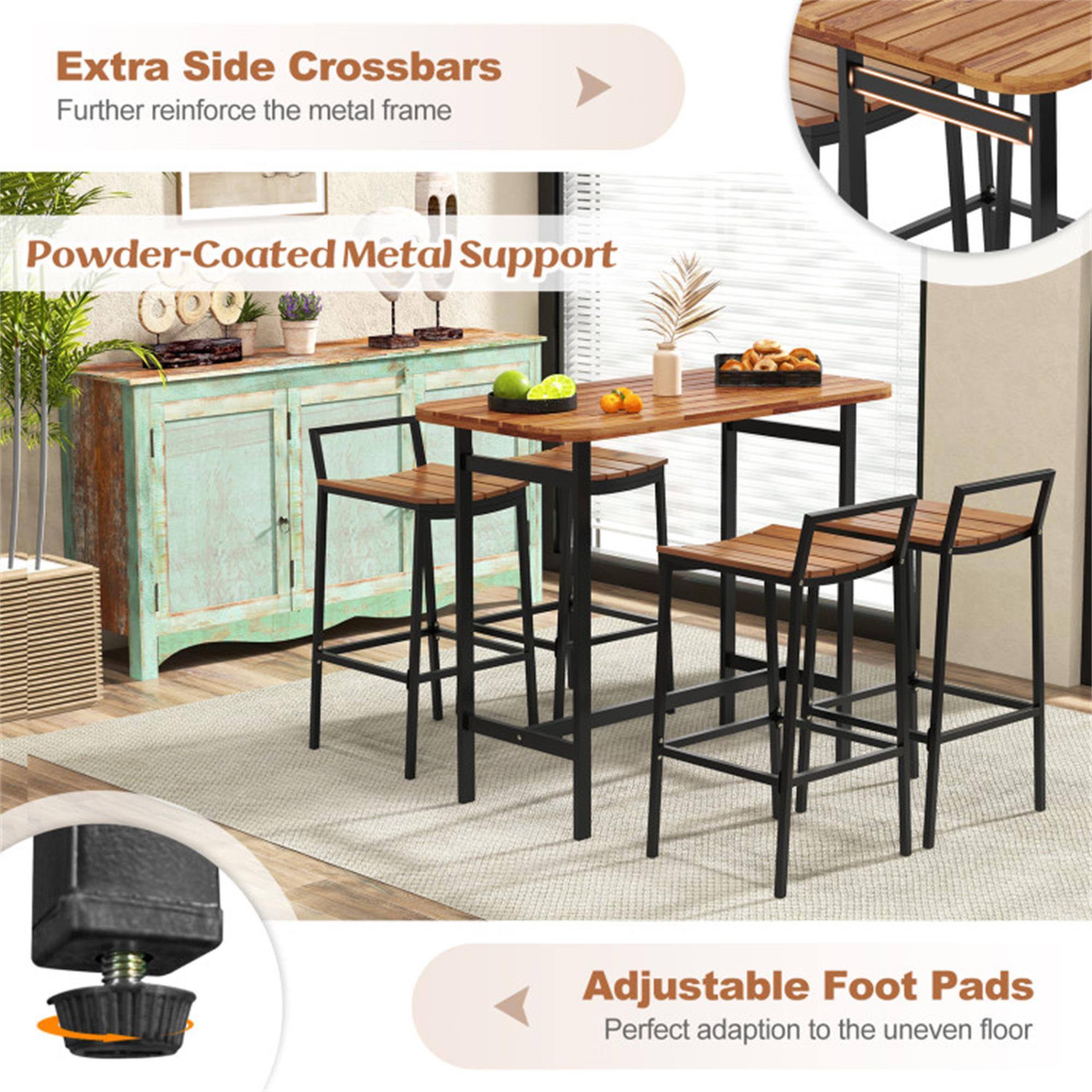 Extra Side Crossbars  
Further reinforce the metal frame  

Powder-Coated Metal Support  

Adjustable Foot Pads  
Perfect adaptation to the uneven floor