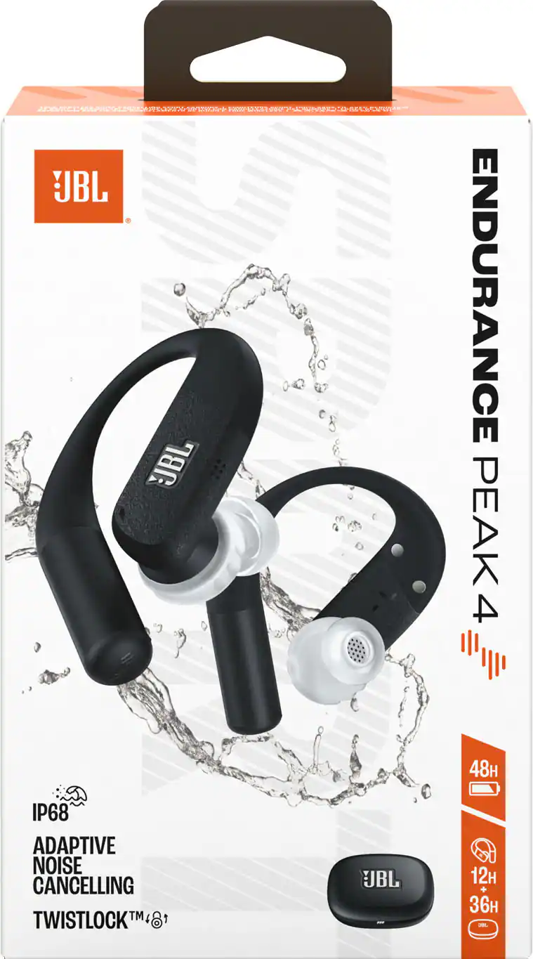 JBL ENDURANCE PEAK 4  
48H IP68  
ADAPTIVE NOISE CANCELLING  
TWISTLOCK™  
UBL 12H + 36H DBL