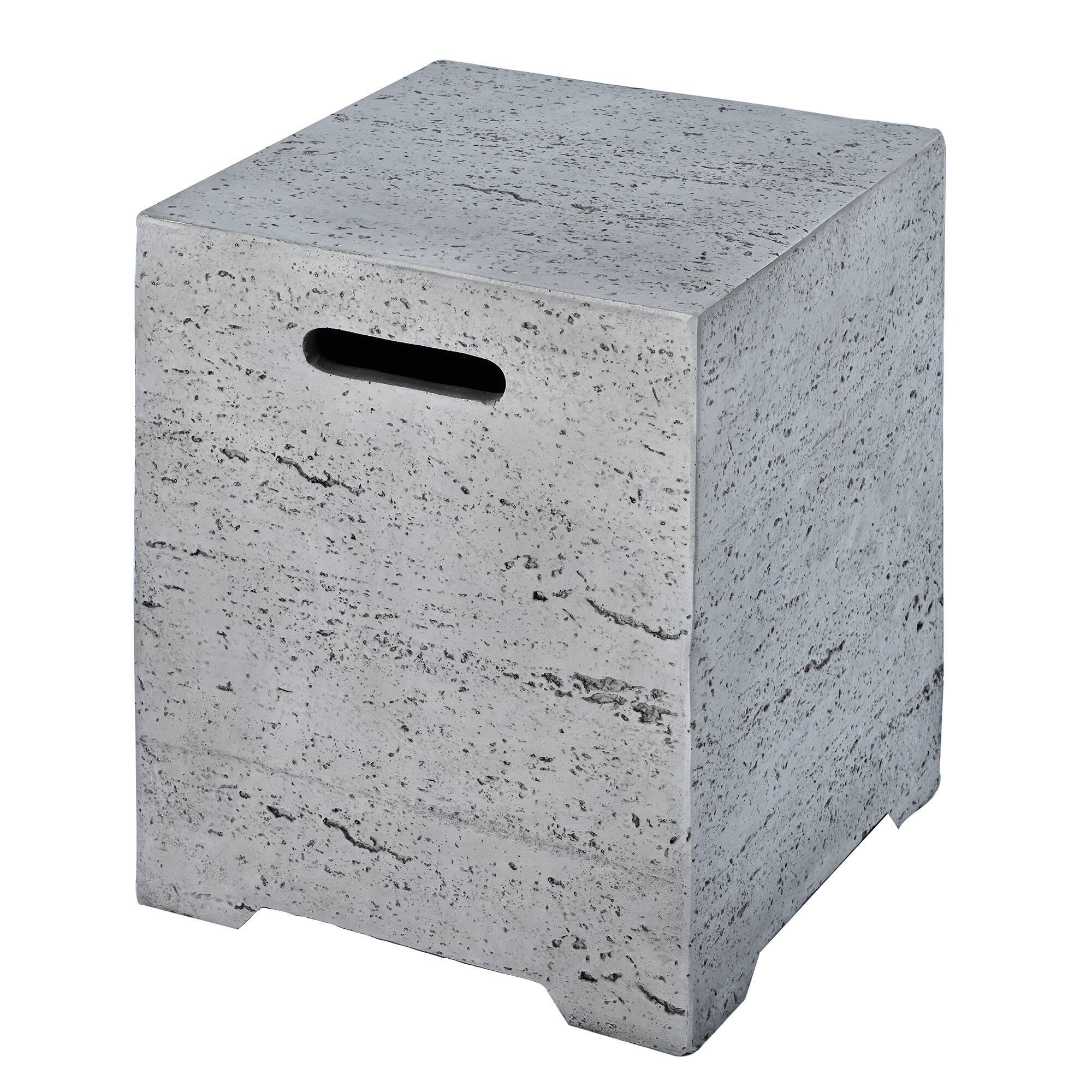 Back. Whisen - Outdoor 24" Square MGO Propane Fire Pit Table Set with Tank Cover, 40,000 BTU Patio Heater - Black|Grey.