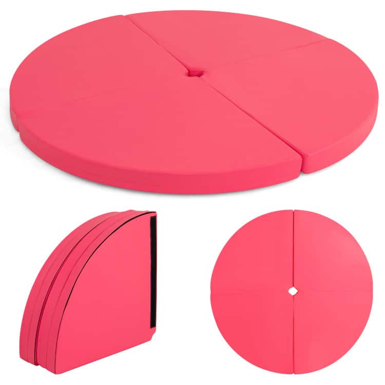 SlickBlue - Round Pole Dance Crash Mat with EPE Foam, Portable Yoga and Fitness Mat - Pink