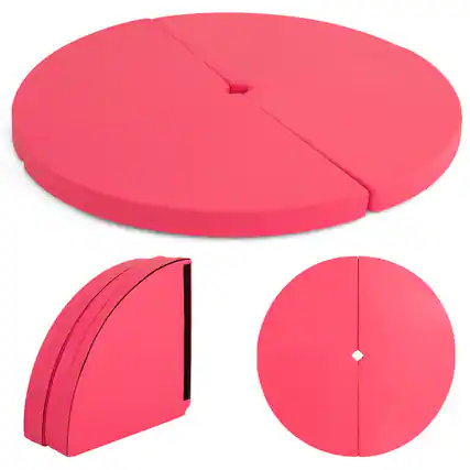 Front. SlickBlue - Round Pole Dance Crash Mat with EPE Foam, Portable Yoga and Fitness Mat - Pink.