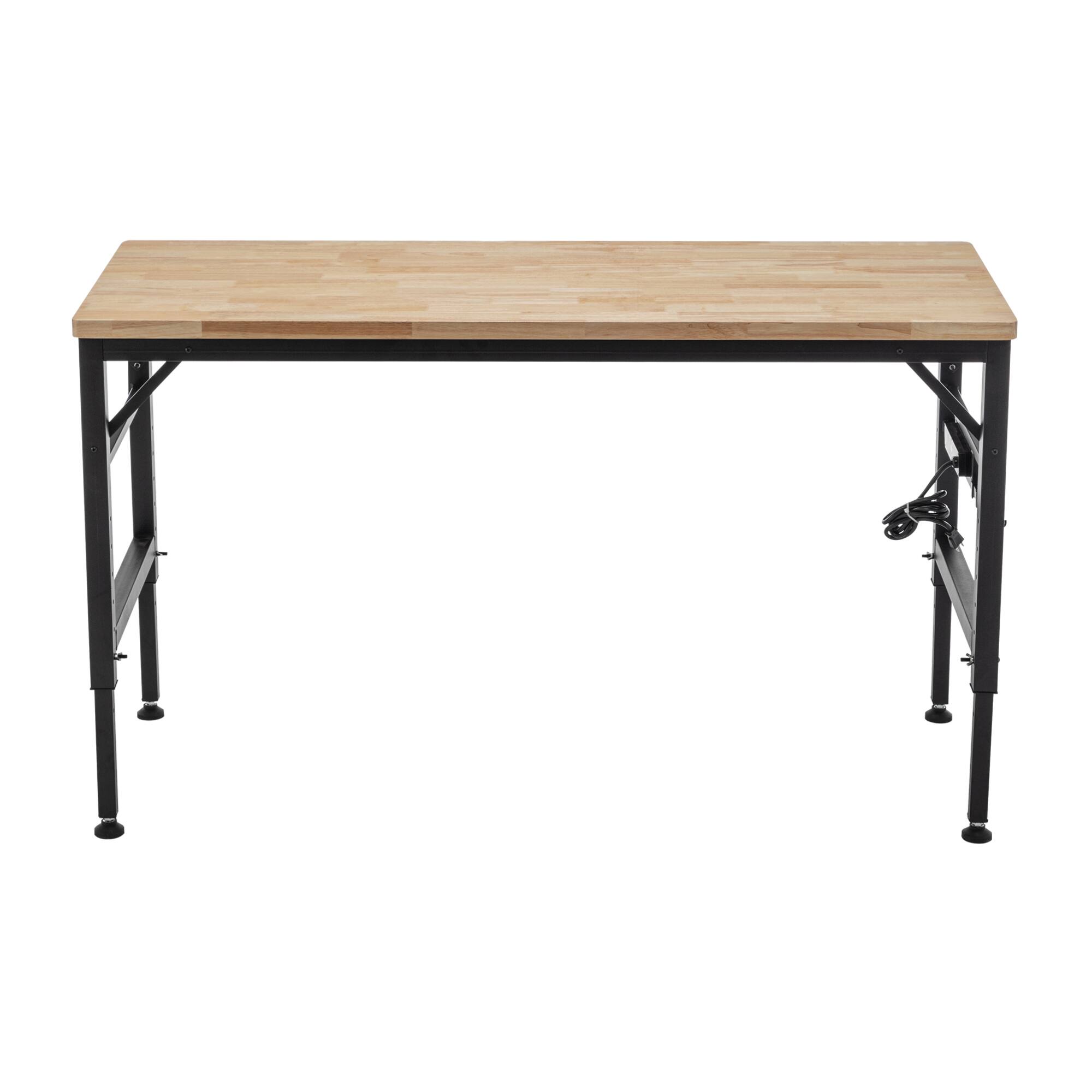Alt View 8. GOODSILO - 60-Inch Adjustable Height Heavy Duty Workbench with Power Outlets and Solid Wood Top - Black.