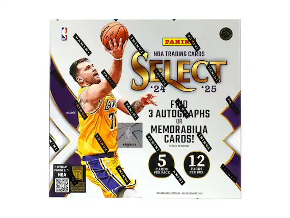 PANINI NBA TRADING CARDS
SELECT '24 '25
FROM Luka Doncic
3 AUTOGRAPHS OR MEMORABILIA CARDS!
PER BOX, ON AVERAGE
5 CARDS PER PACK
12 PACKS PER BOX
OFFICIAL PANINI NBA
BLOCKCHAIN TECHNOLOGY!
NO PURCHASE NECESSARY - SEE PACK FOR DETAILS