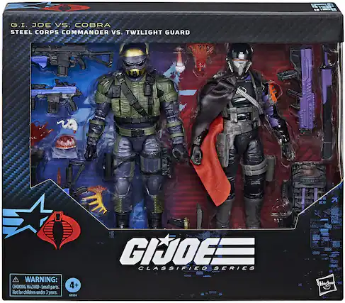 G.I. JOE VS. COBRA
STEEL CORPS COMMANDER VS. TWILIGHT GUARD
G.I. JOE CLASSIFIED SERIES
WARNING: CHOKING HAZARD - Small parts. Not for children under 3 years.
4+
C0336
Hasbro