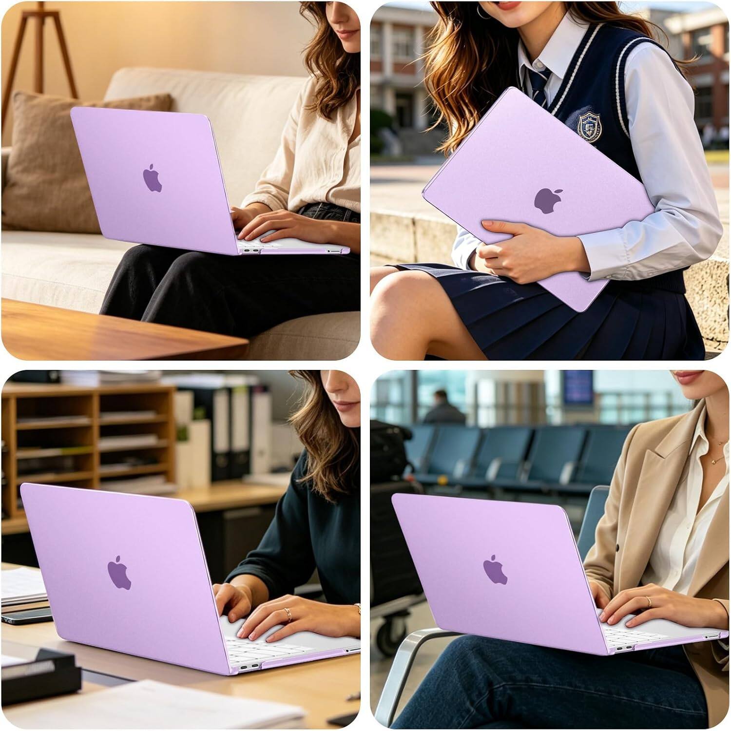 Alt View 3. mosiso - Case for MacBook Neo 13 inch 2026 Model A3404, Fingerprints-Resistant Hard Shell&Keyboard Cover&Screen Film&Type C - Purple.