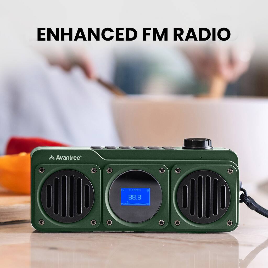 Back. Avantree - Boombyte - Portable Digital FM Radio with Bluetooth Speaker, Superb Sound, Metal Finish.