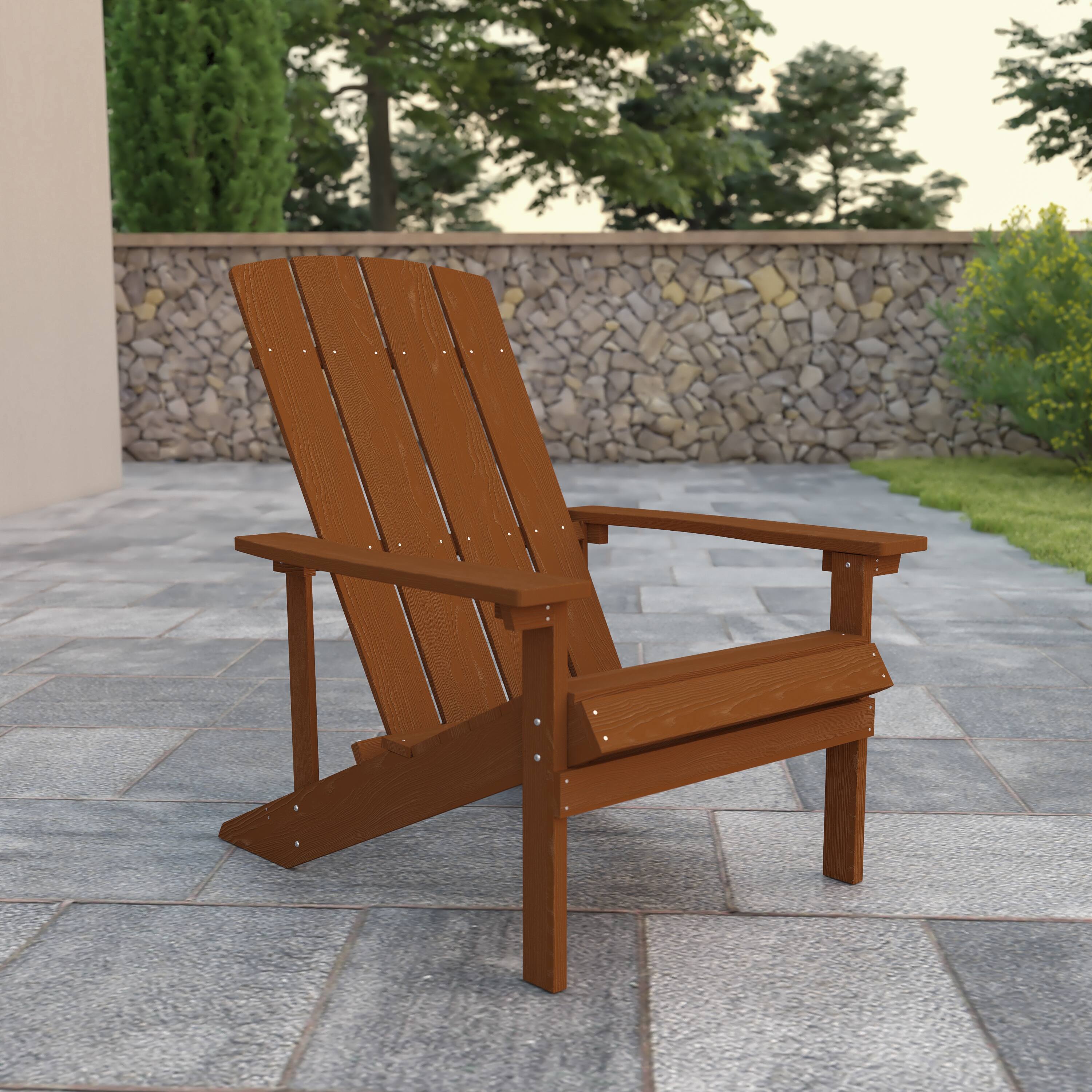 Alt View 1. Emma + Oliver - All-Weather Poly Resin Wood Adirondack Chair - Teak.
