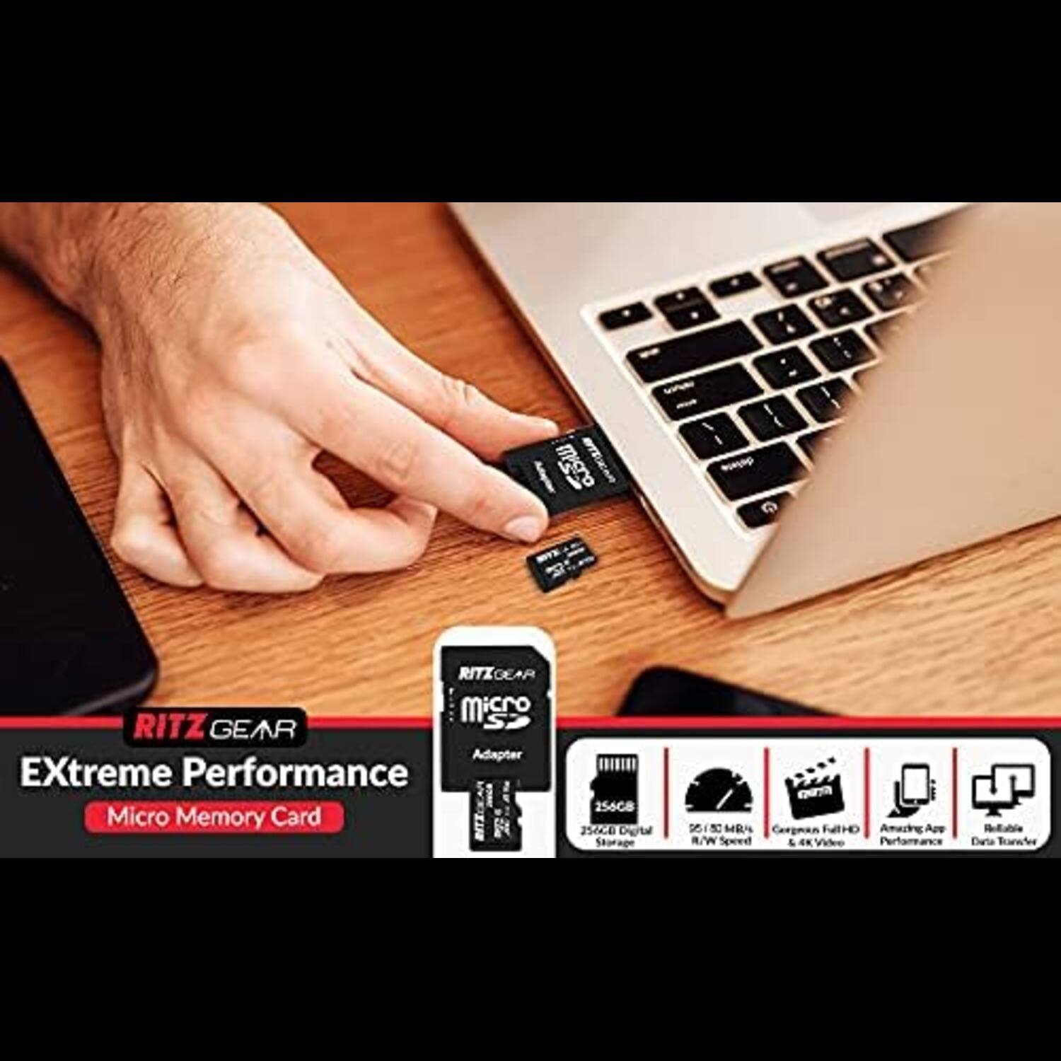 RITZ GEAR EXtreme Performance Micro Memory Card 256GB Digital Storage 96MB/s R/W Speed & Performance Reliable Data Transfer