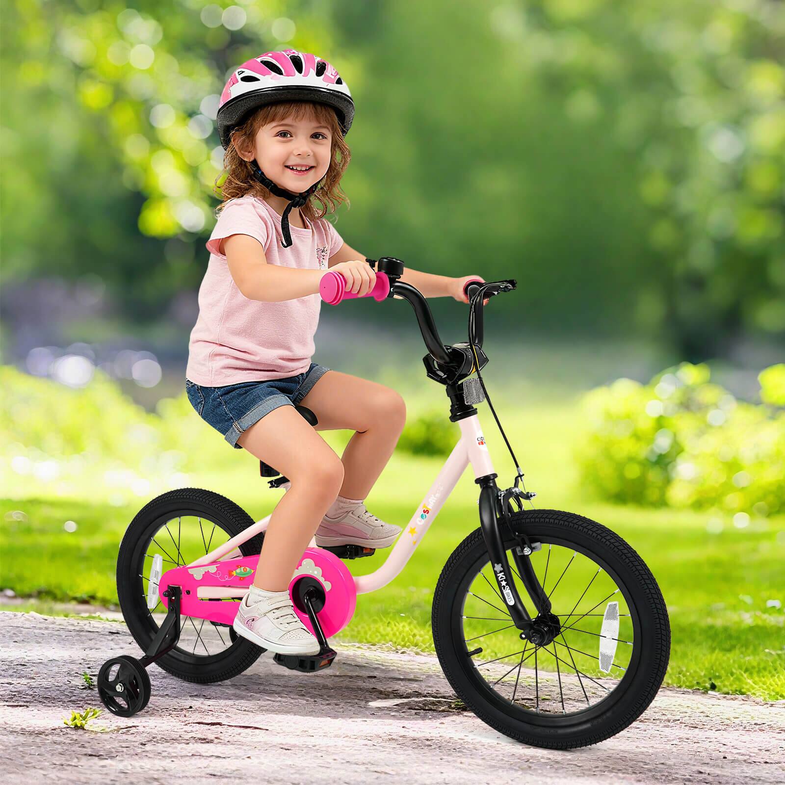 Alt View 1. Costway - Costway 16-Inch Kids Bicycle with Adjustable Seat Front Handbrake & Coaster Brake - Pink.