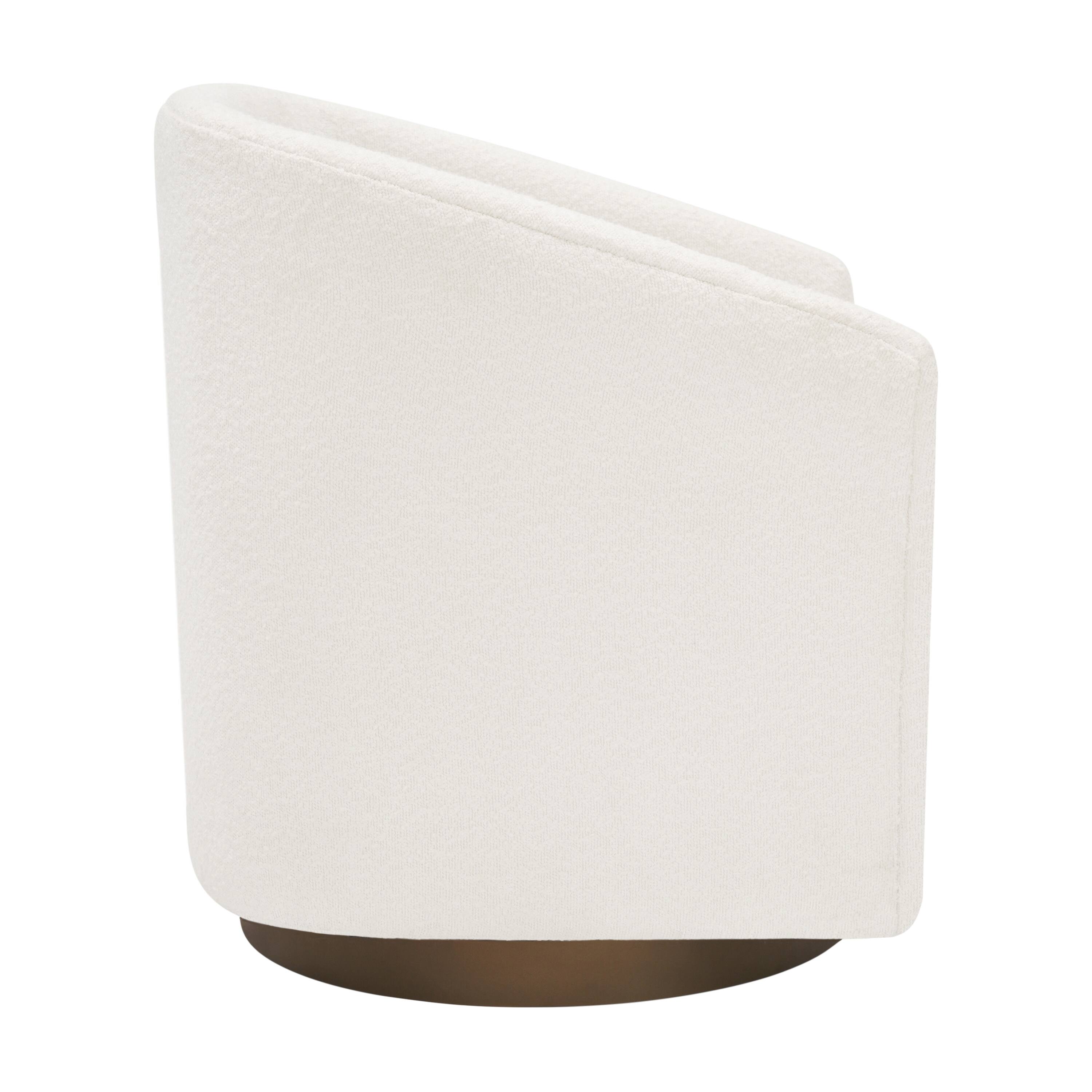 Alt View 5. Emma + Oliver - Della Club Style Barrel Accent Chair with 360 Degree Swivel Base and Sloped Armrests - White.