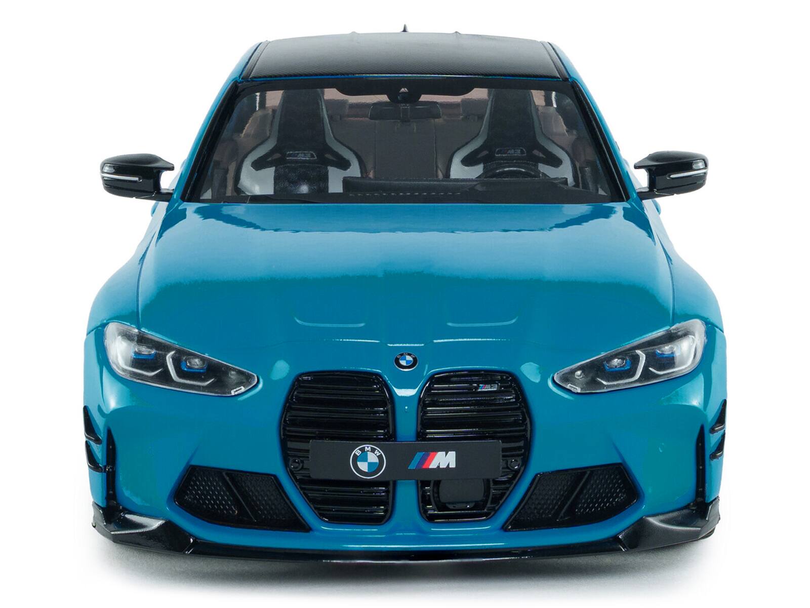 Alt View 4. Solido - 2024 BMW M3 Competition Daytona Beach Blue with Carbon Top 1/18 Diecast Model Car by Solido.