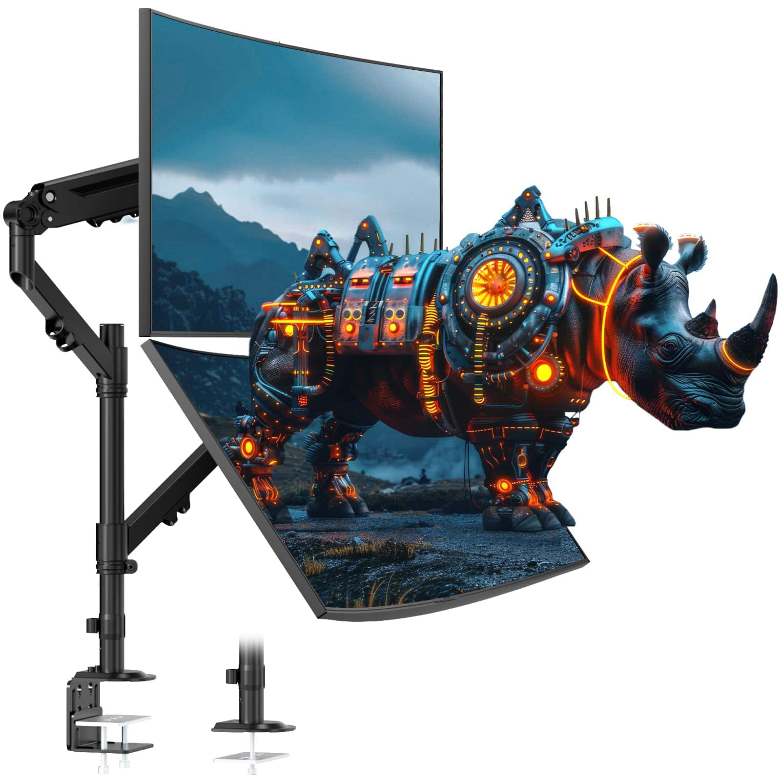 Refined Abode Design - Dual Monitor Mount For 17 To Holds Up Desk Arms 2 Monitors Vertical/parallel Placement With Clamp/grommet B - Default