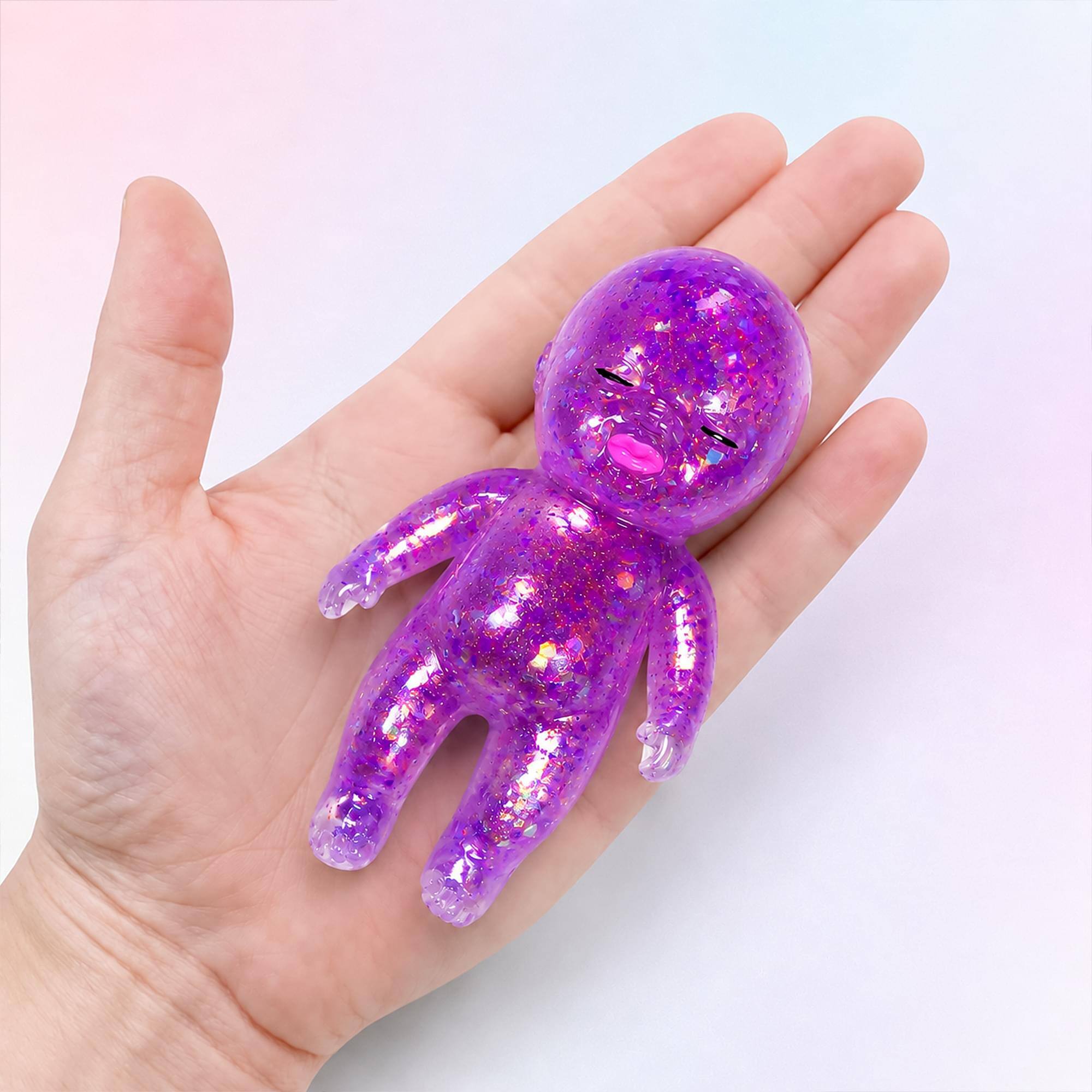 Alt View 10. Puka Creations - Squishy Glitter Baby 4-Inch Stress Reliever | Purple - Purple.