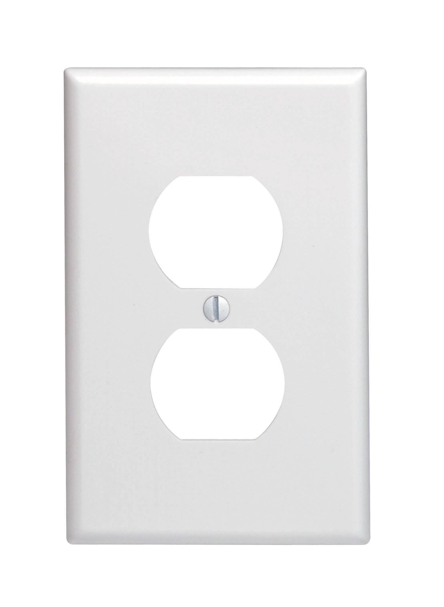 Front. Leviton - Leviton White 1 gang Thermoset Plastic Duplex Wall Plate 1 pk (Case of 20) - White.